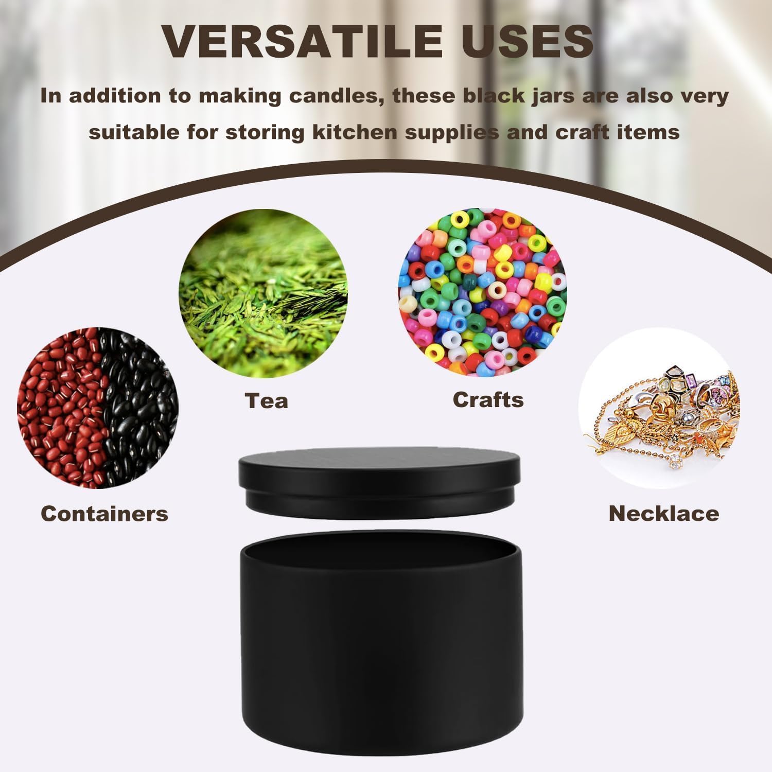 24PCS Black Candle Tins with Lids for Candle Making
