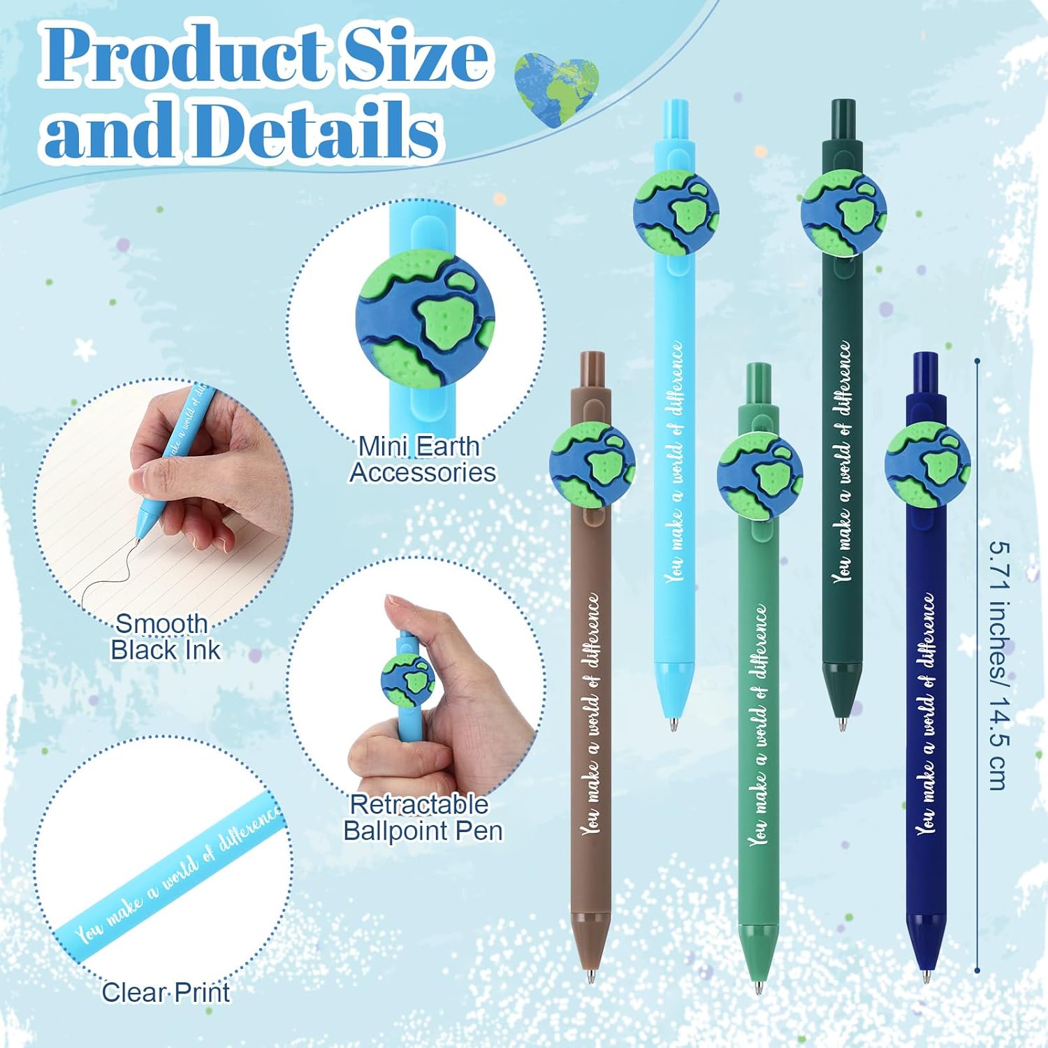20 Sets Back to School Gift Cute Retractable Globe Pens
