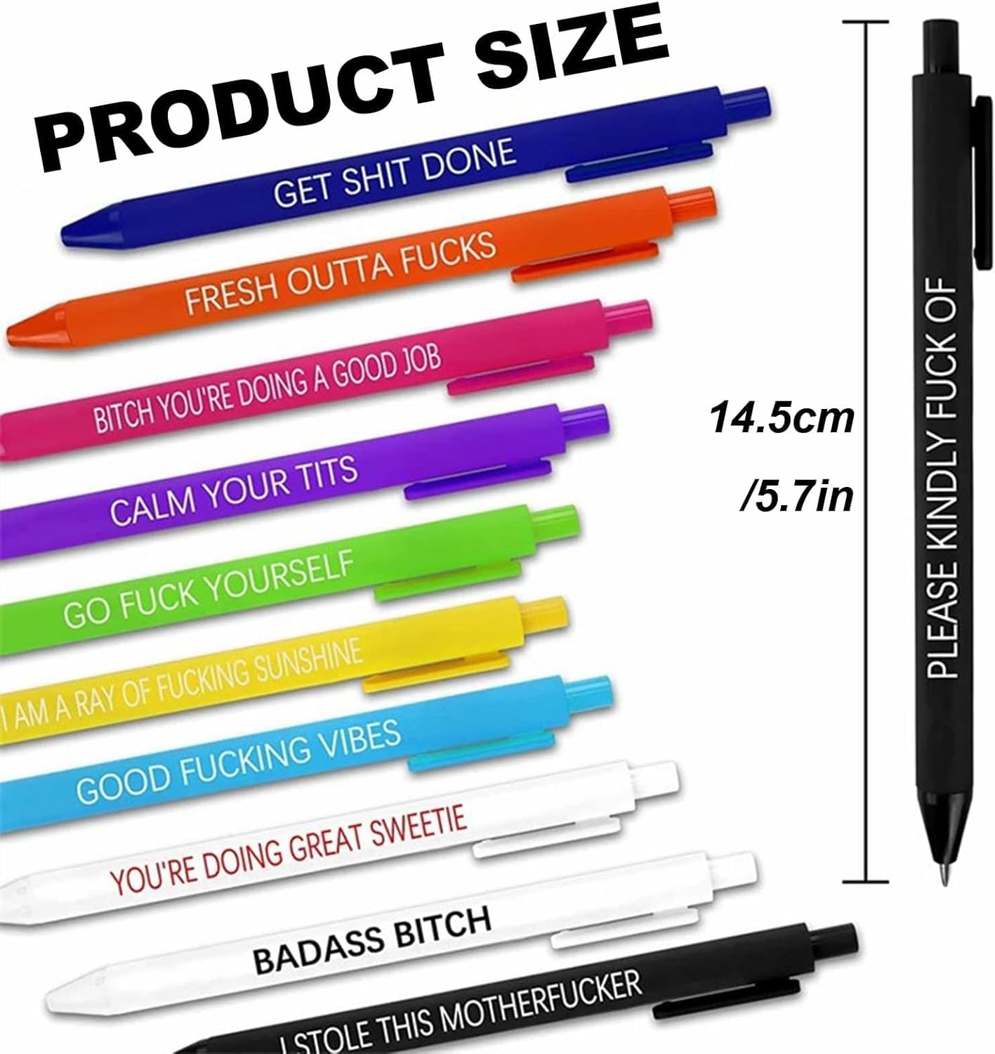 11 Pcs Funny Retractable Pens with Snarky Sayings