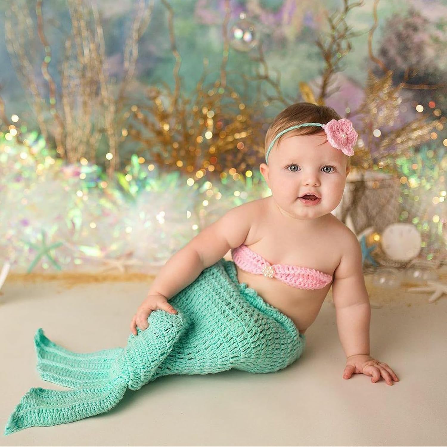 MG House Baby Mermaid Costume Set for Newborn Photography