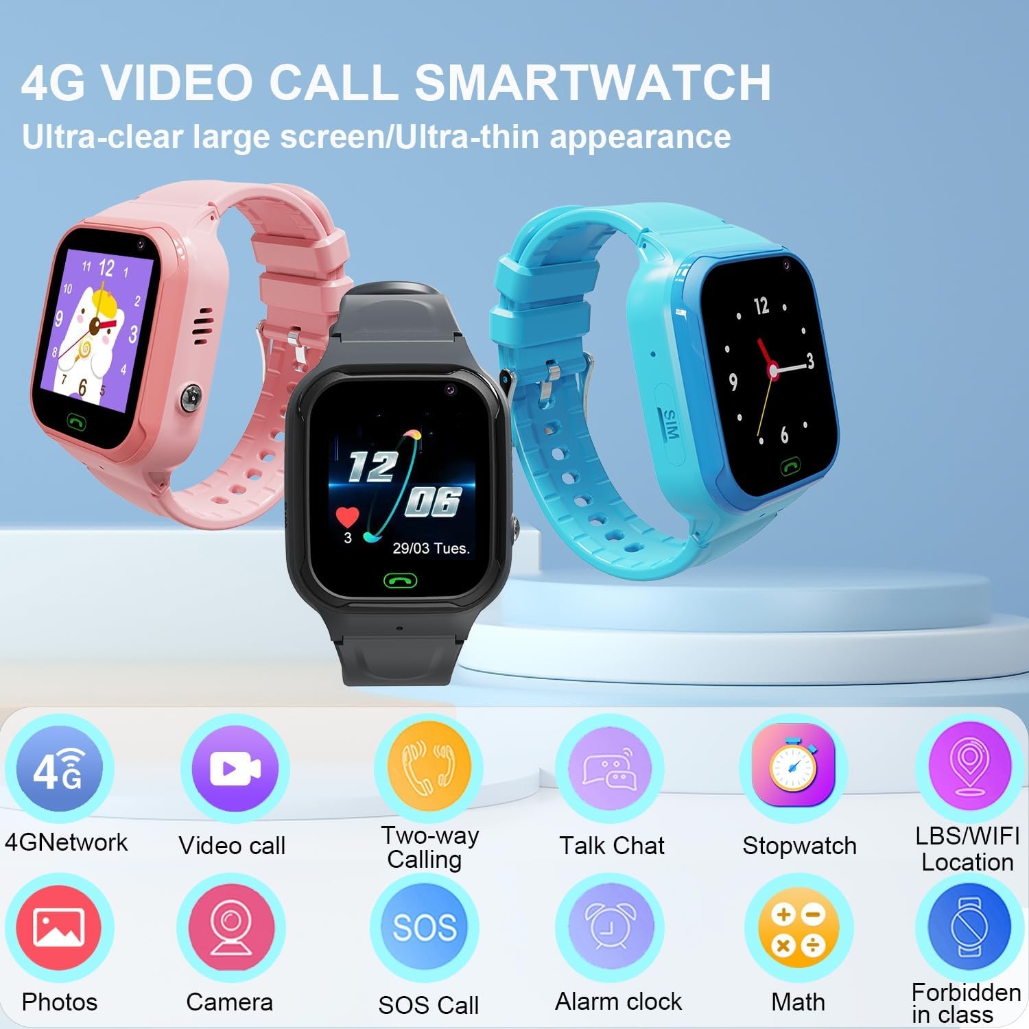 4G Kids Smart Watch with GPS Tracking and SOS Alarm