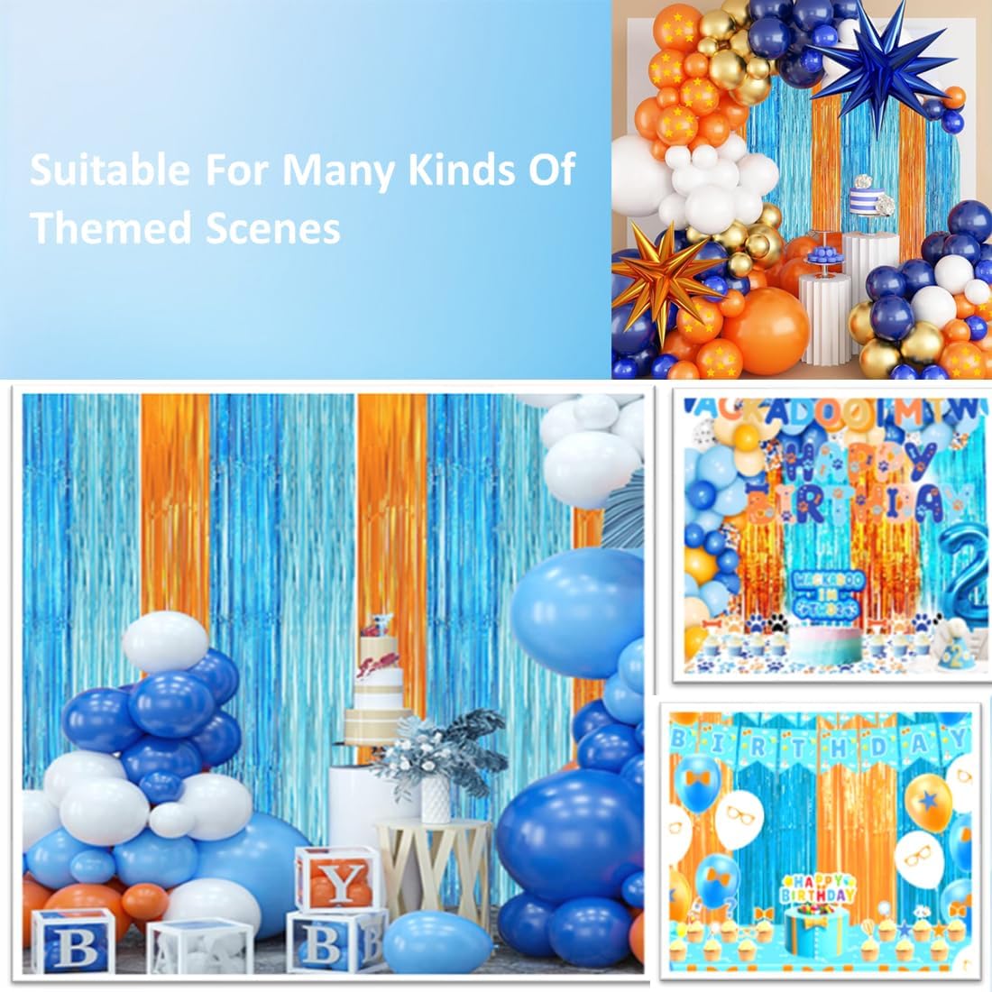 2 Pack Blue and Orange Streamers Party Decorations