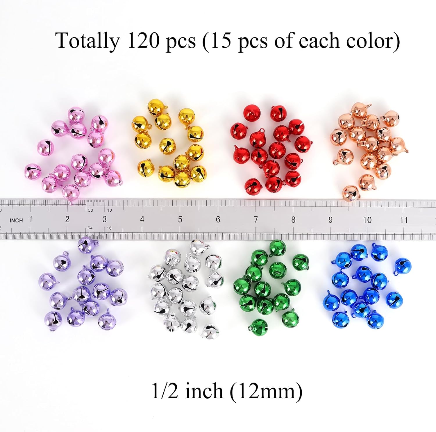 LIGHOON 120 Pcs 12 Inch Colorful Craft Bells