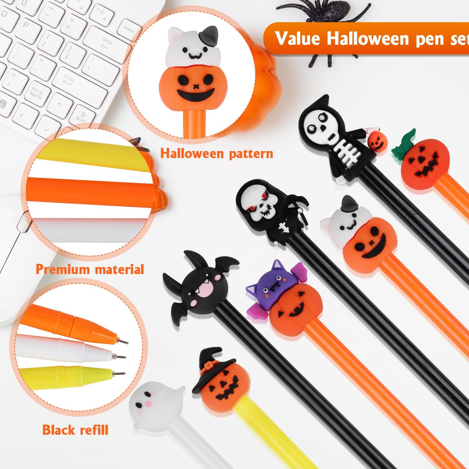 DIYASY 32 Pcs Halloween Gel Ink Pens Assorted Designs