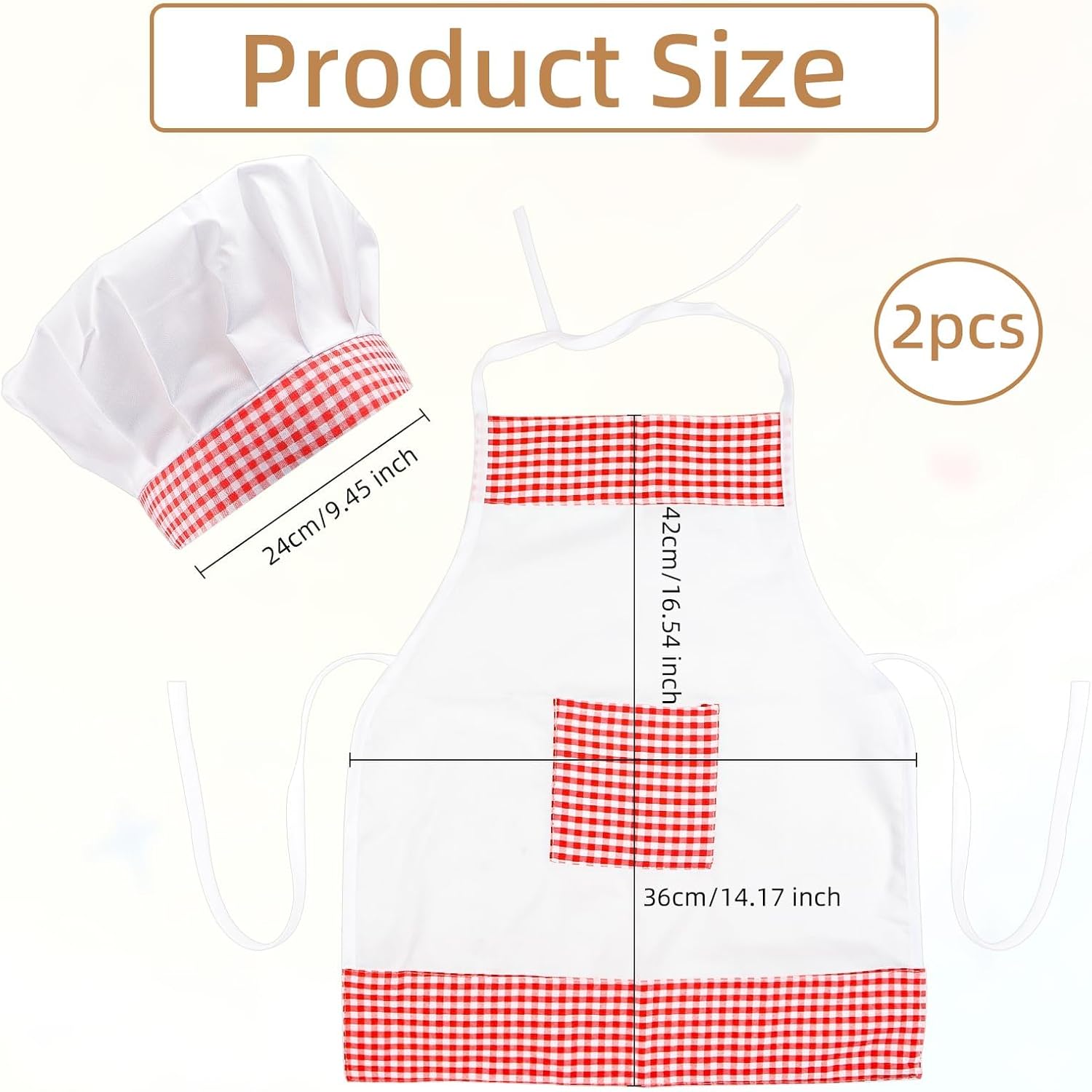 2PCS Baby Chef Costume with Apron and Hat for 6-24 Months