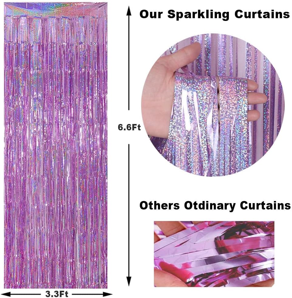 3 Pack Tinsel Foil Curtain Backdrop for Parties