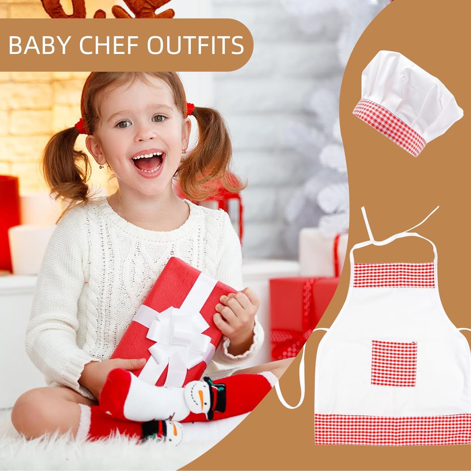 2PCS Baby Chef Costume with Apron and Hat for 6-24 Months