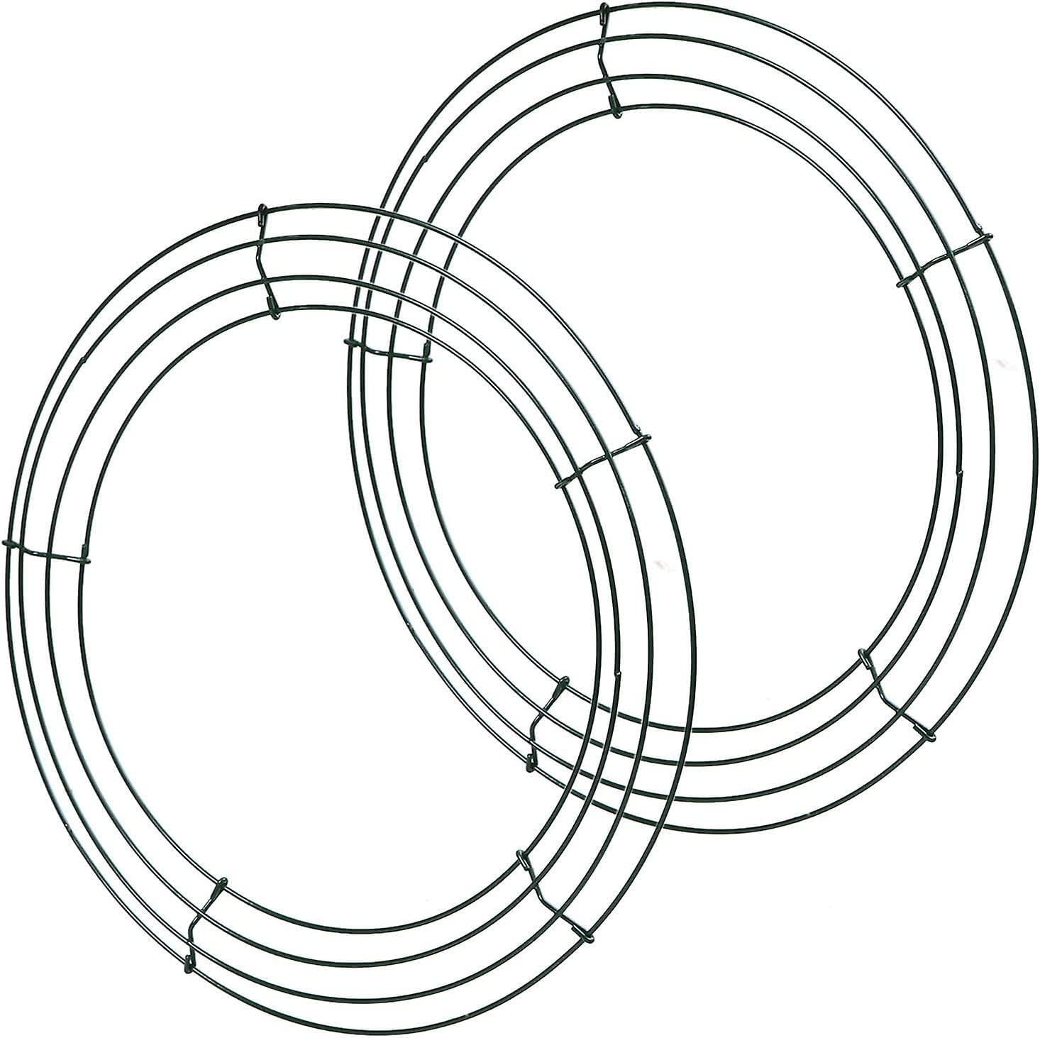 KBHOME 2 Pieces 14 Inch Metal Wire Wreath Frame Dark Green