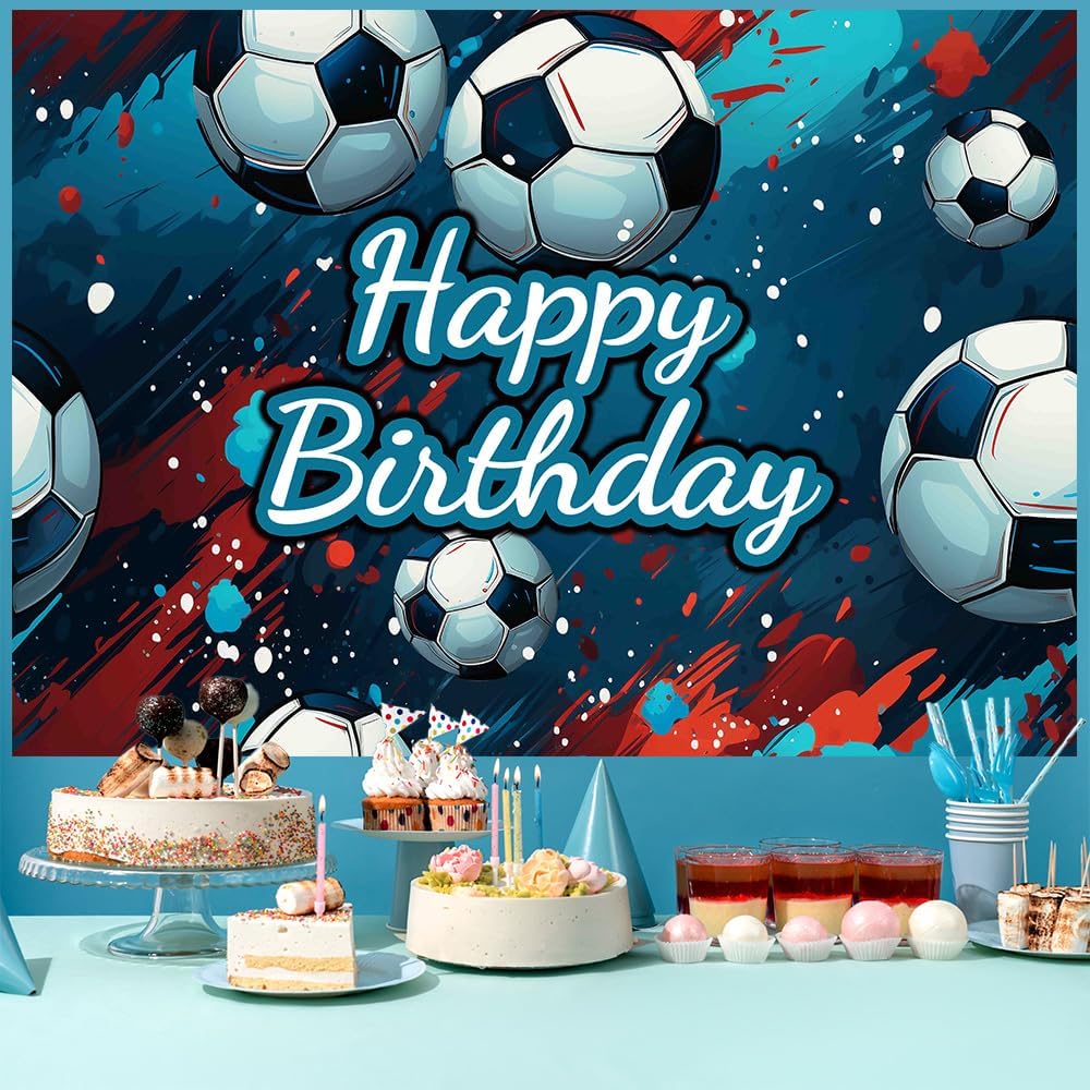 Soccer Birthday Banner Backdrop 5x3ft