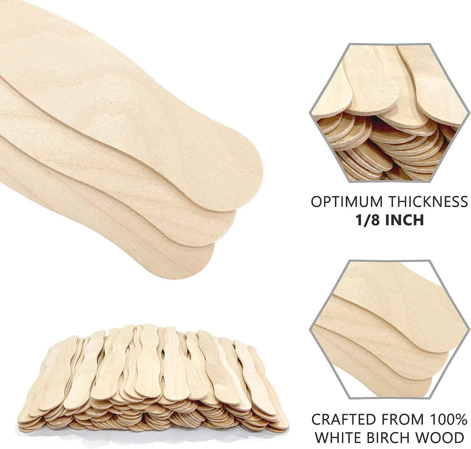 100 Pcs Jumbo Wooden Fan Handles 8 Inch Craft Sticks