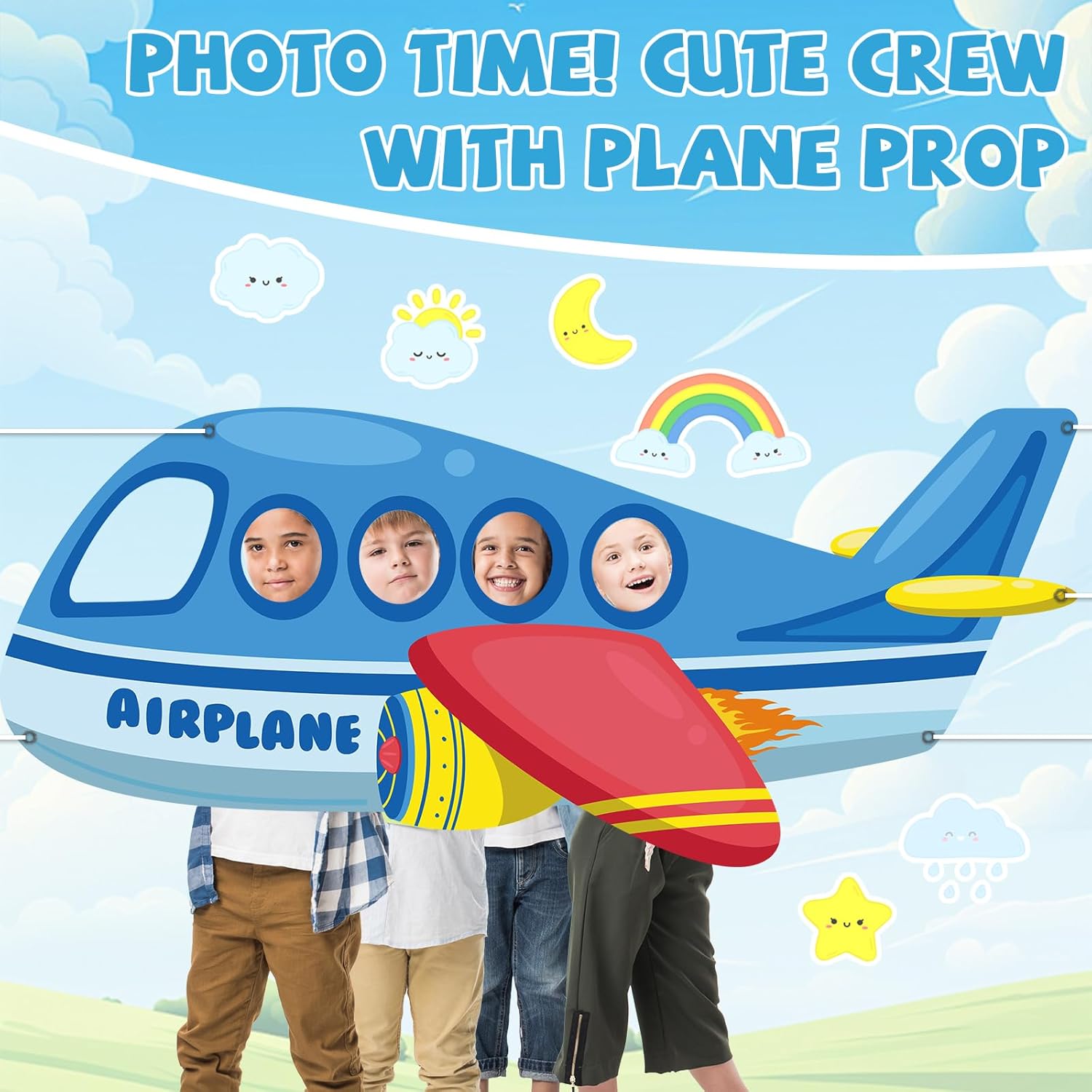 Airplane Photo Prop Selfie Frame Birthday Party Decor 74x30in