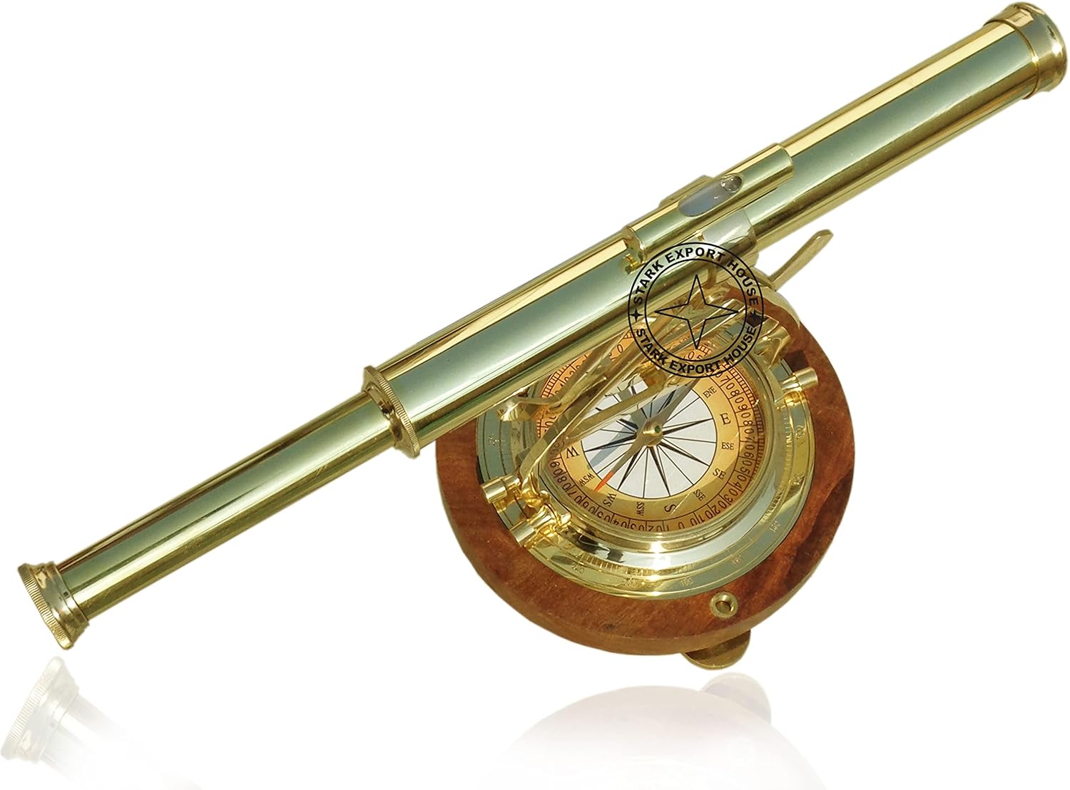 Stark Export House Brass Alidate Chrome Telescope Binoculars with Compass