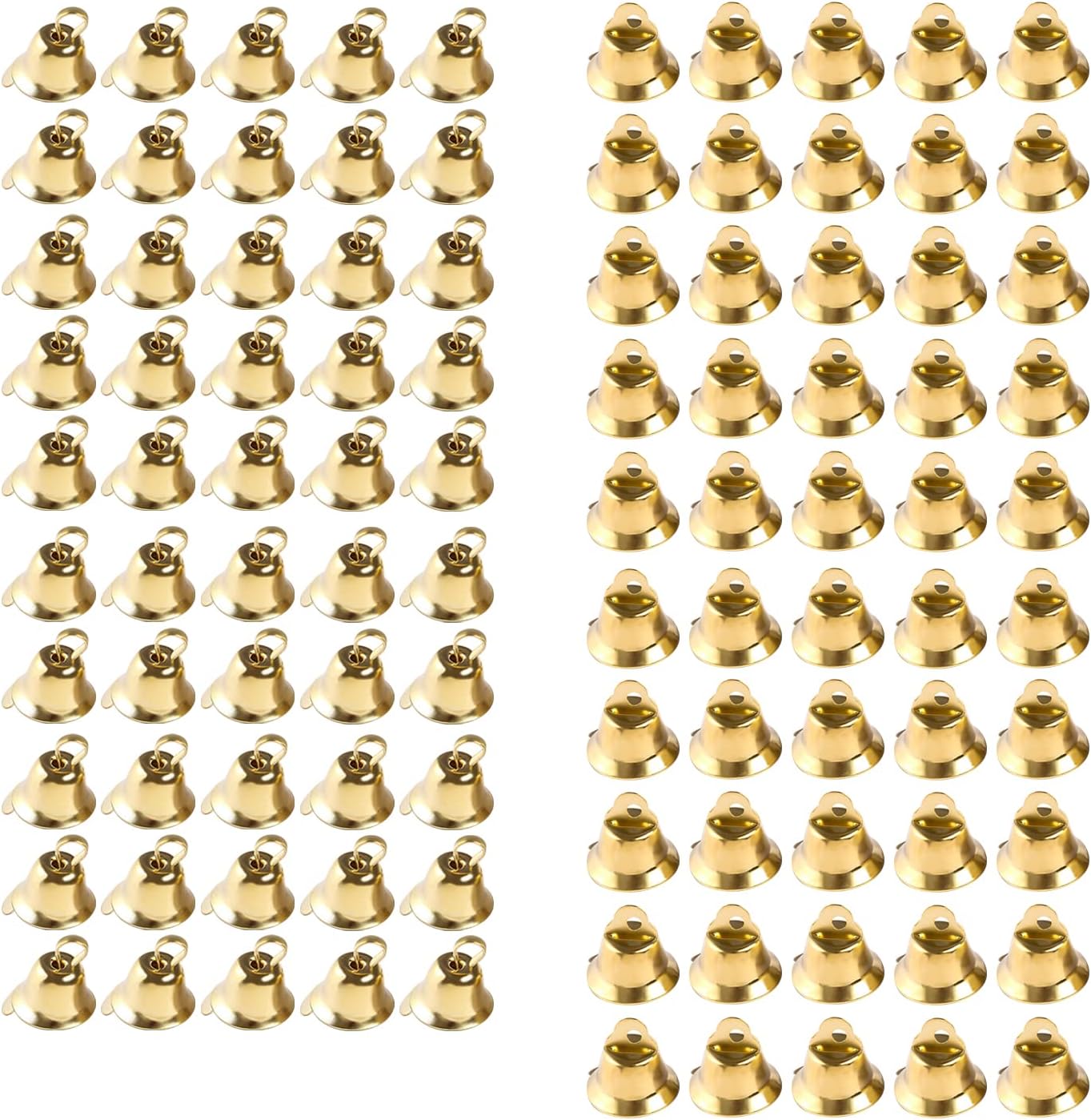 100PCS Gold Bells Mini Bells Craft Decor Set