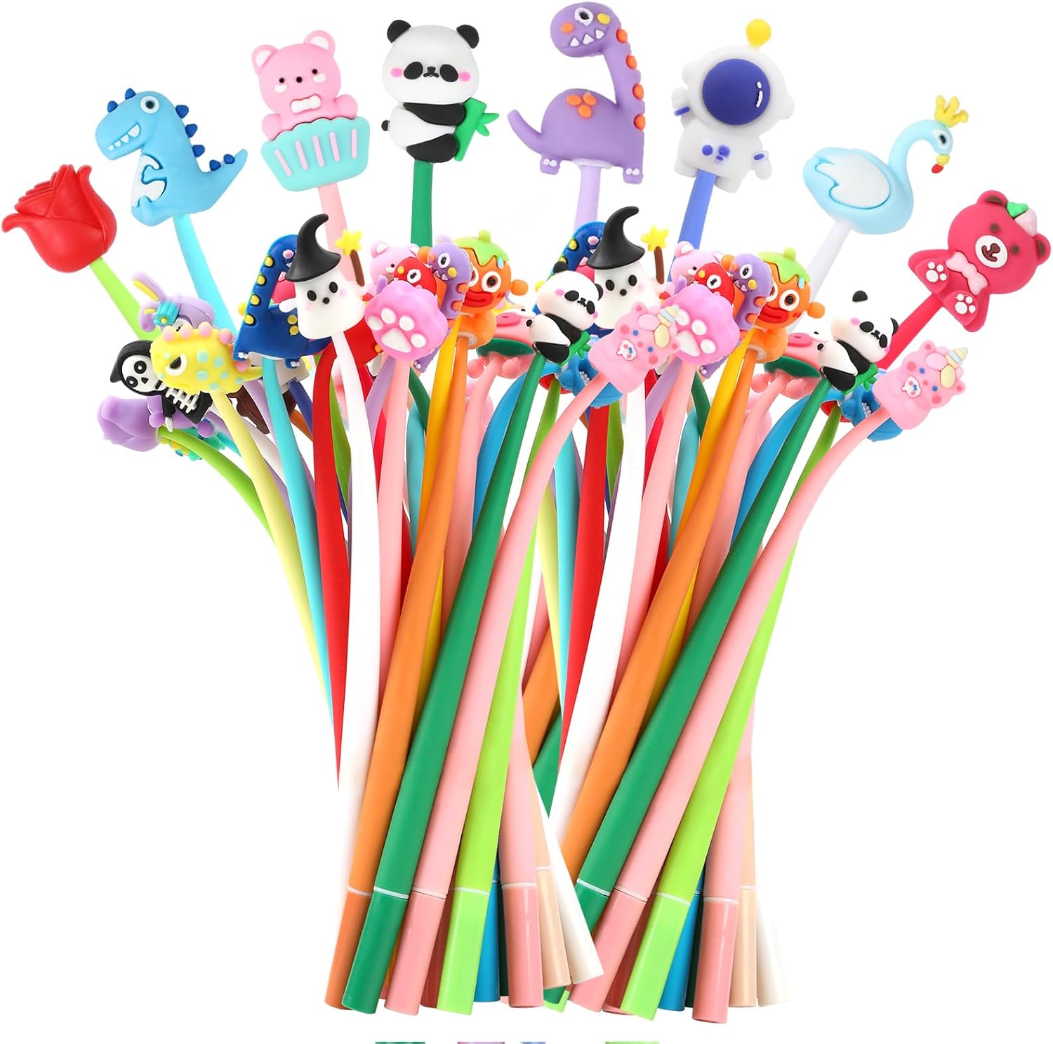 SANNIX 50Pcs Squishy Pens with Cartoon Images