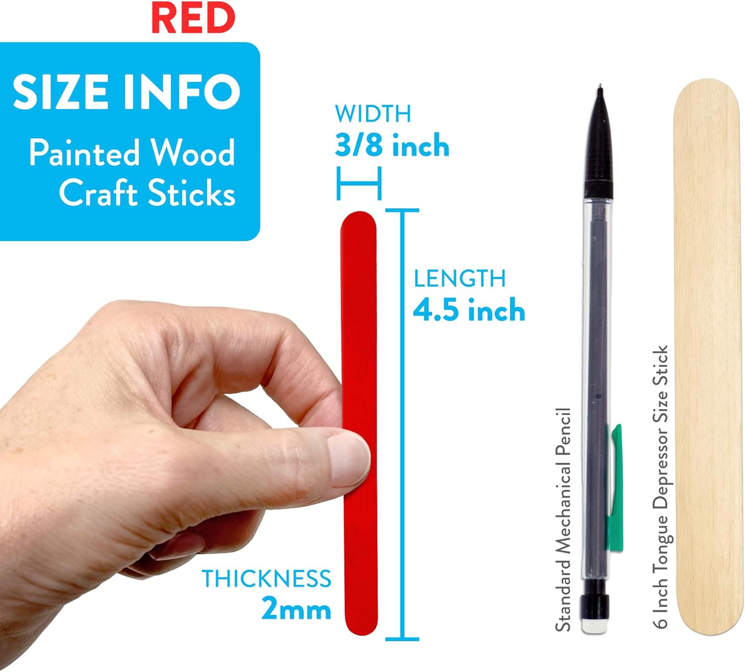 CraftySticks 100 Pack Red Painted Popsicle Sticks 45 Inch