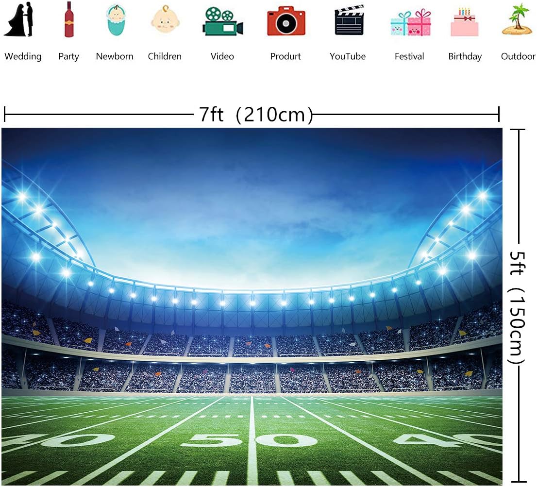 INRUI Football Field Photo Backdrop 7x5FT