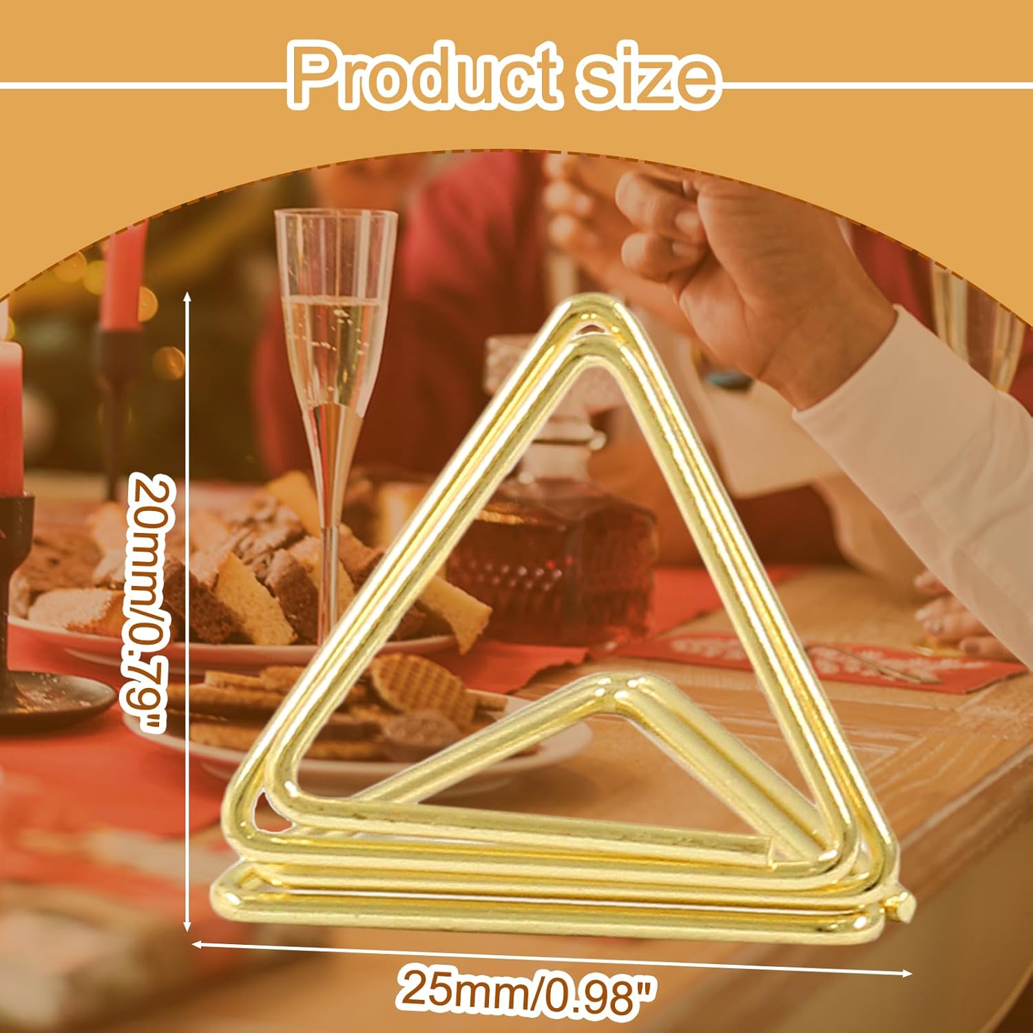 100 Pack Gold Place Card Holders Triangle Shape