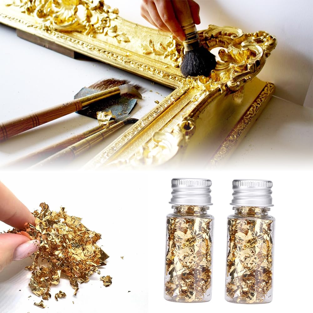 Lwuey Gold Leaf Cake Decor 2PCS Sparkling Flakes