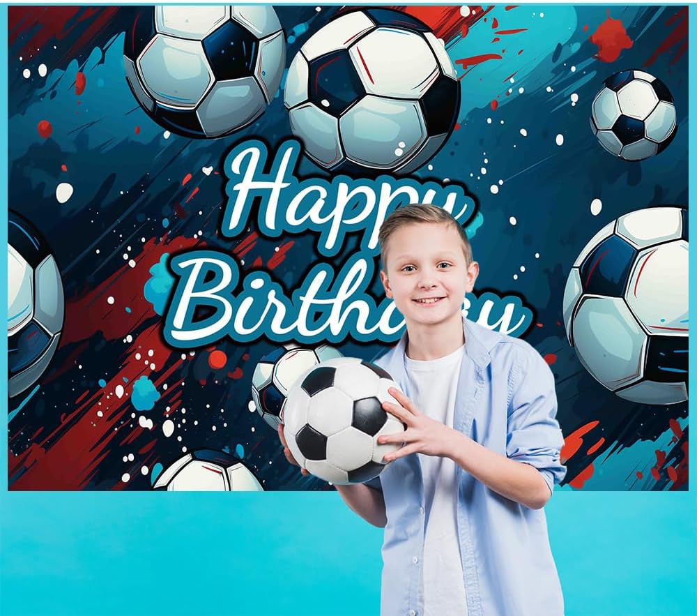 Soccer Birthday Banner Backdrop 5x3ft