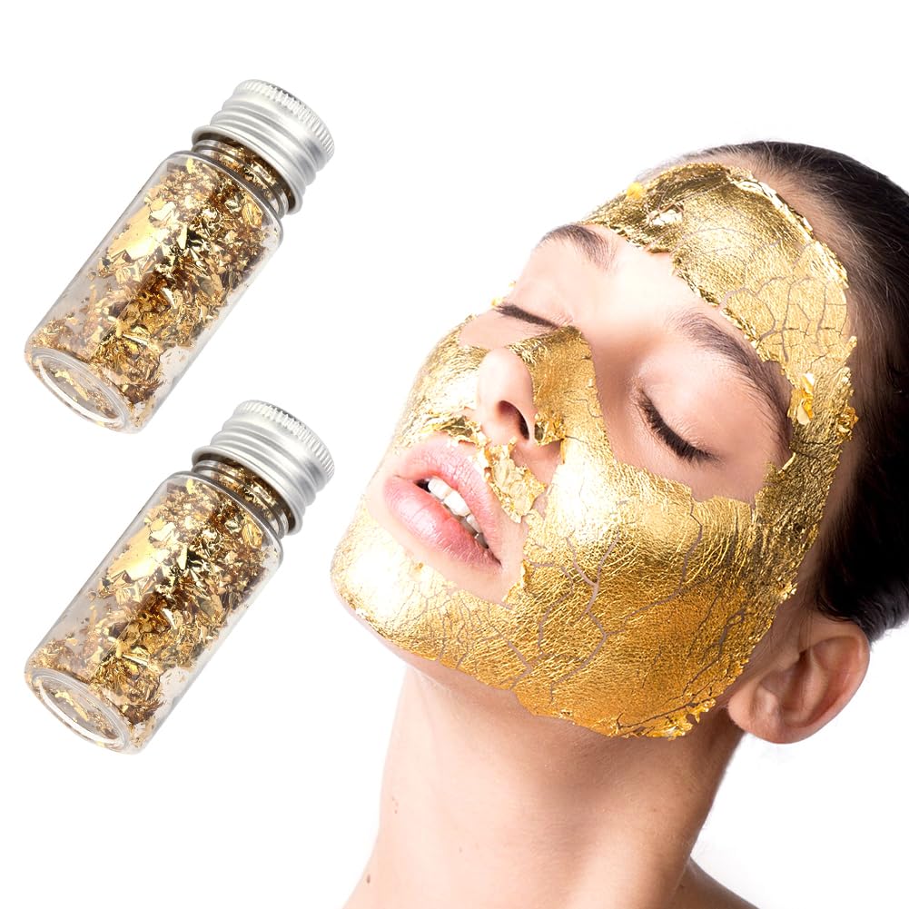 Lwuey Gold Leaf Cake Decor 2PCS Sparkling Flakes