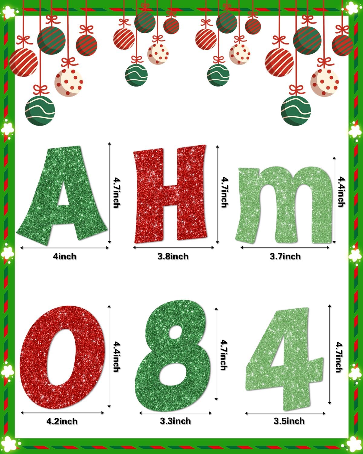 216 Pcs Christmas Glitter Bulletin Board Letters Decorations