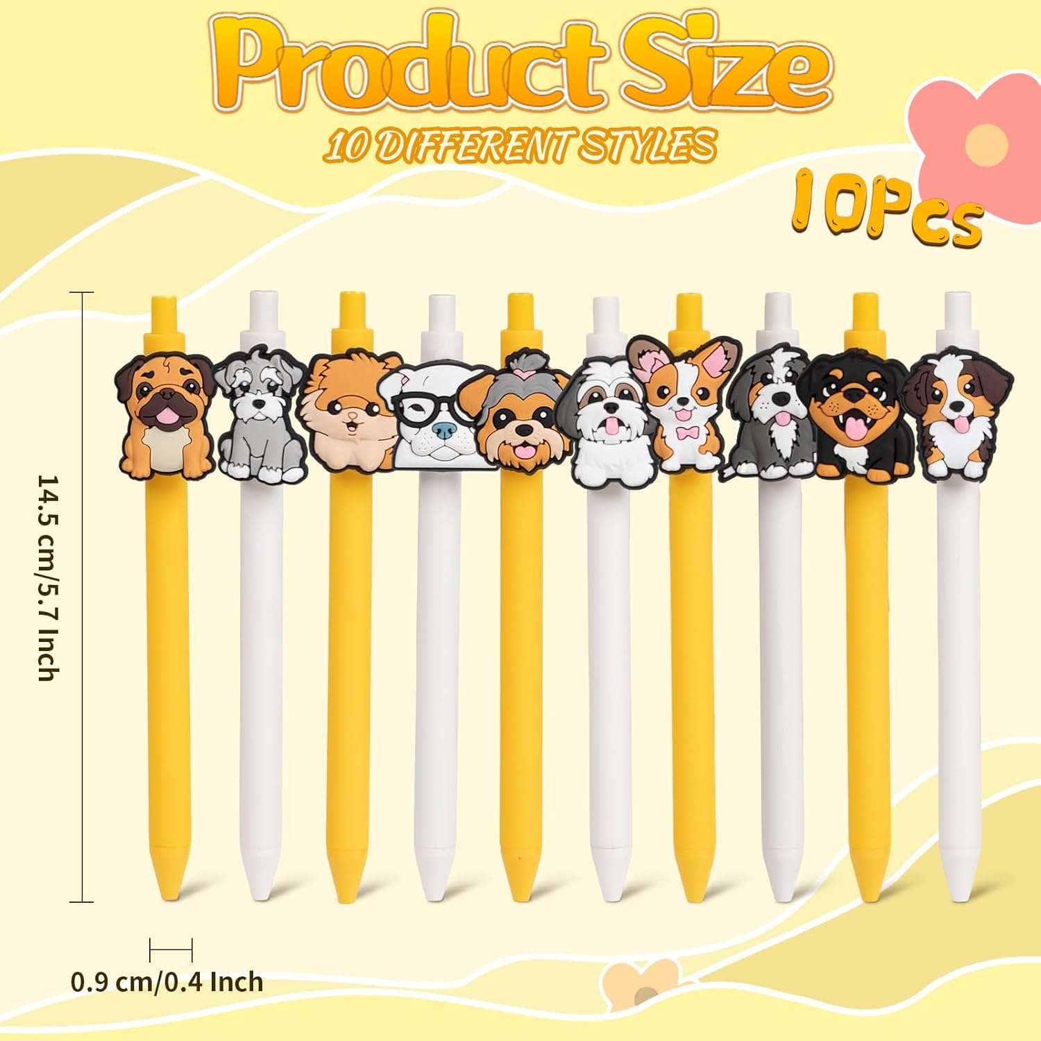10 Piece Dog Themed Ballpoint Pen Set for Kids