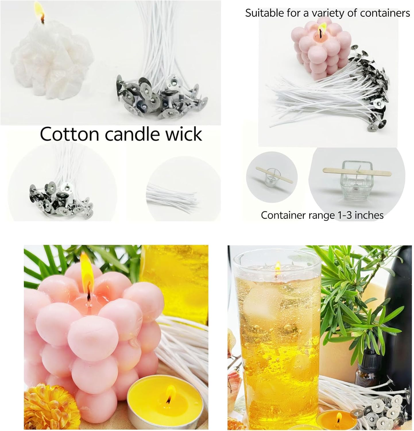 100Pcs Candle Wicks 8 Inch Set with Accessories
