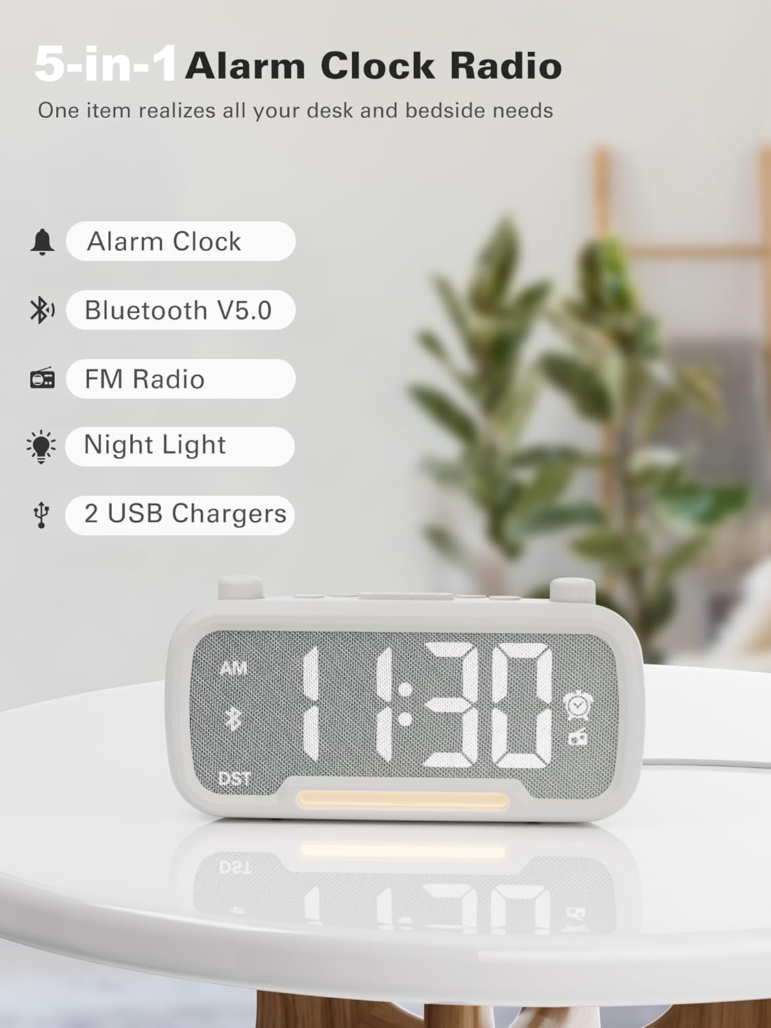 Mesqool Alarm Clock with Bluetooth Speaker and FM Radio