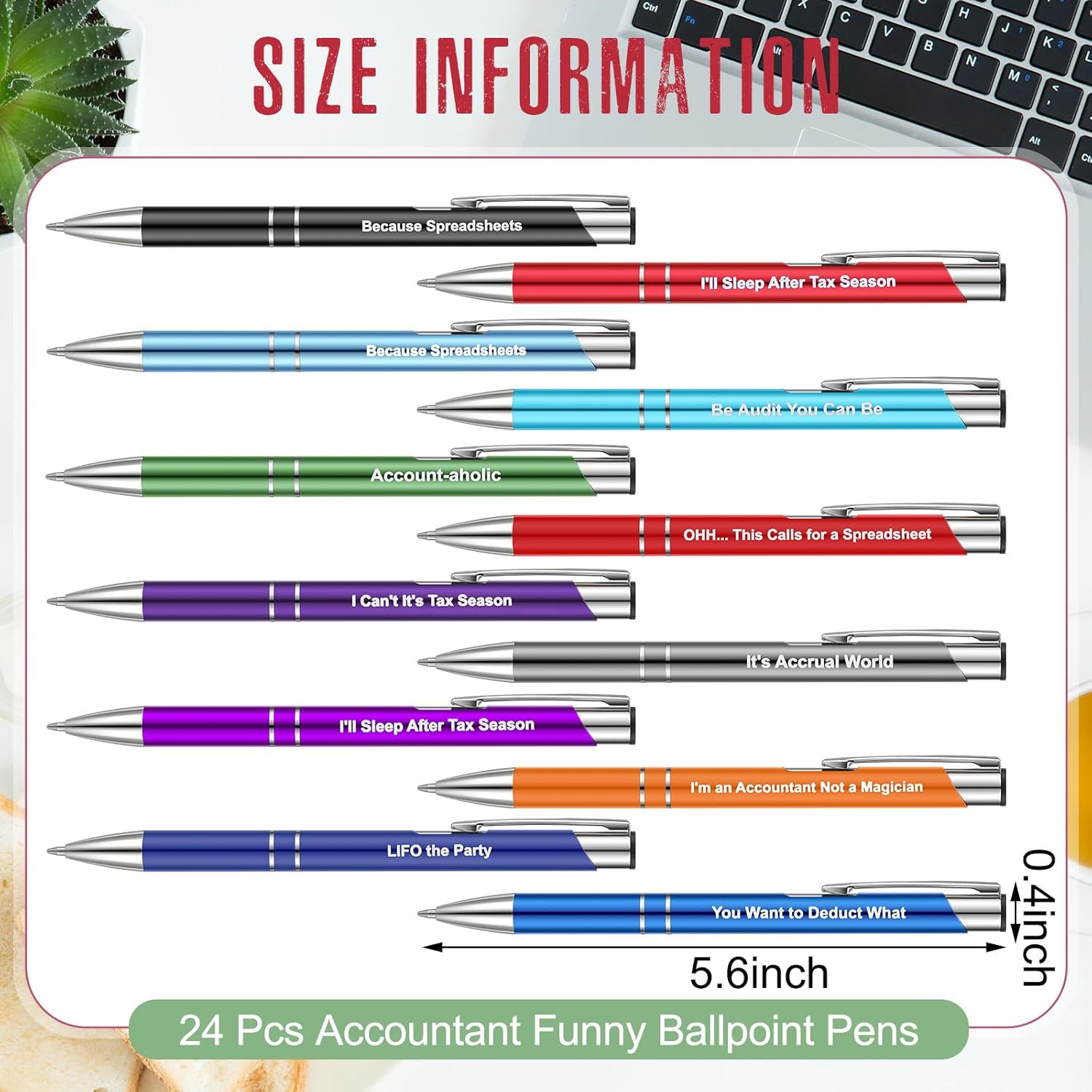 24 Pcs Funny Accountant Pens with Quotes