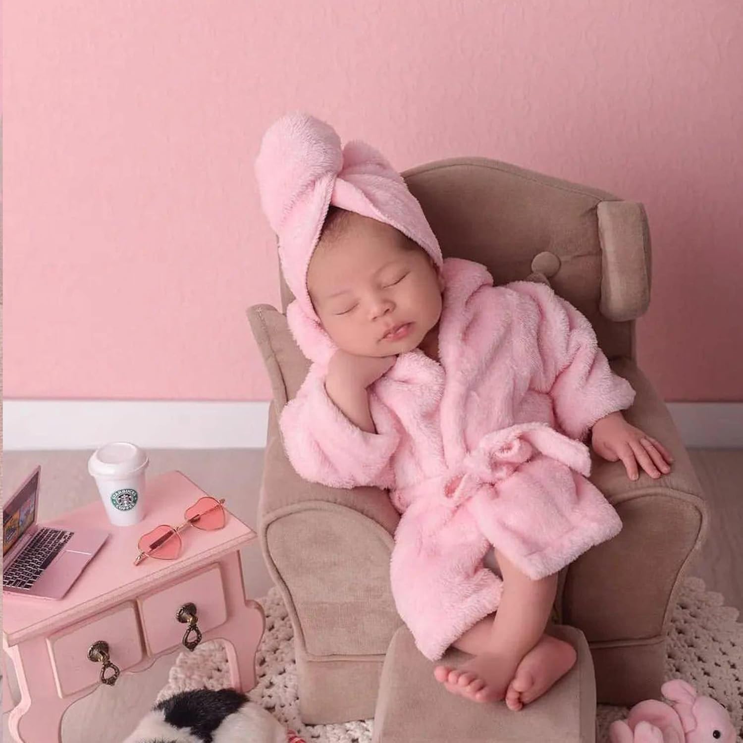 Soft MG House Baby Bathrobe Photography Set