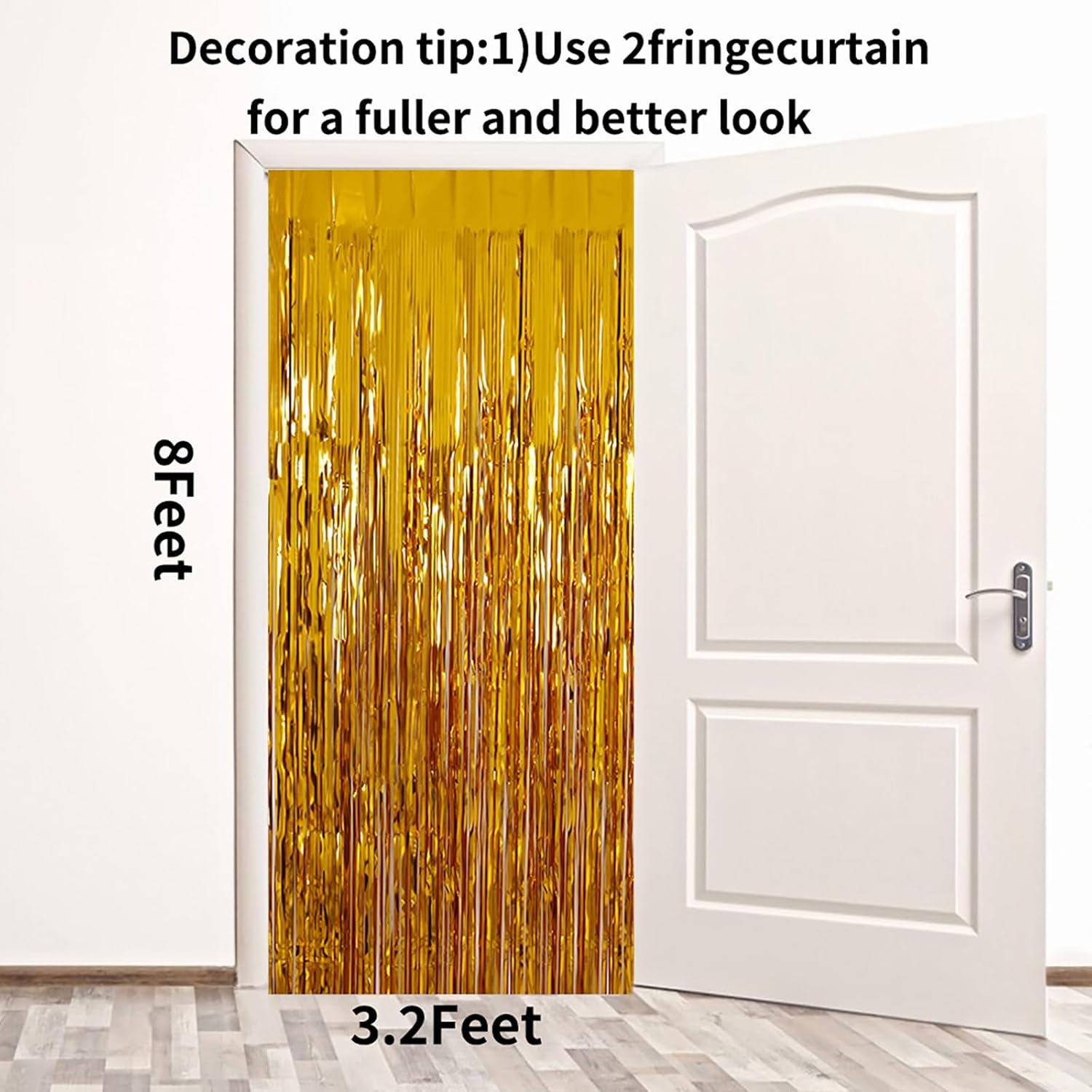 2 Pack Gold Tinsel Backdrop for Party Decor