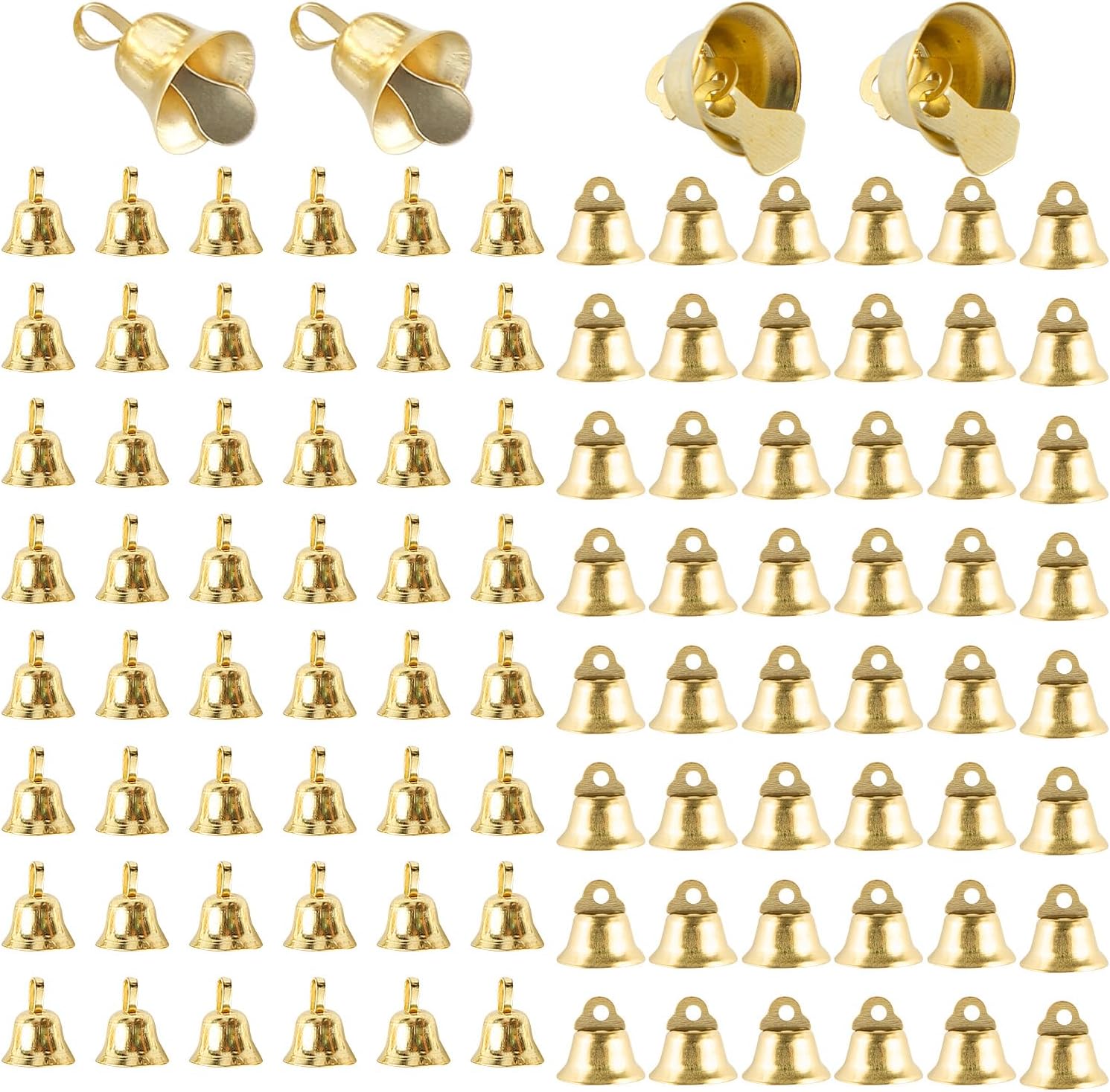 100 Pack Gold Mini Bells for Christmas Decoration