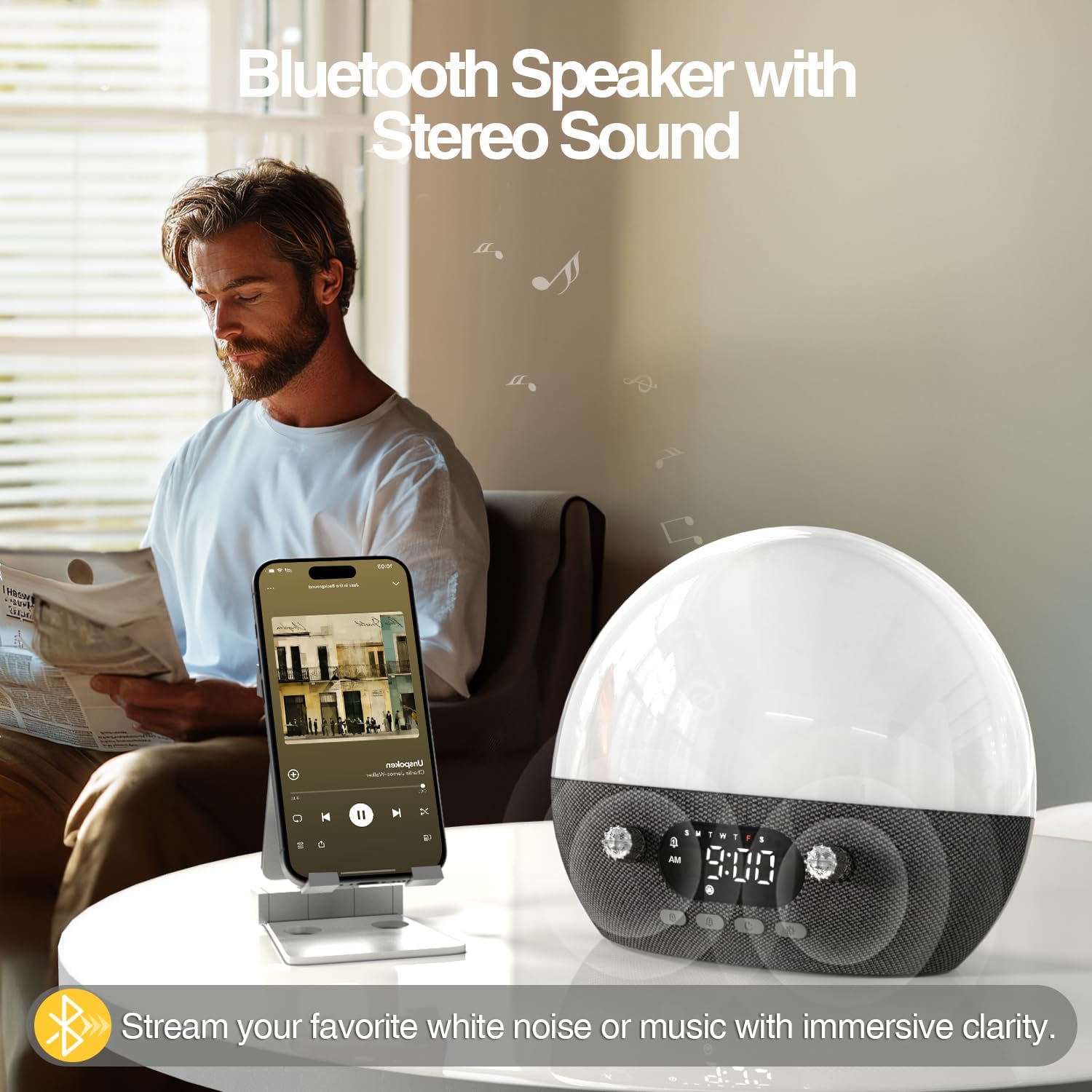 MOMILLA Sunrise Alarm Clock with Bluetooth Speaker