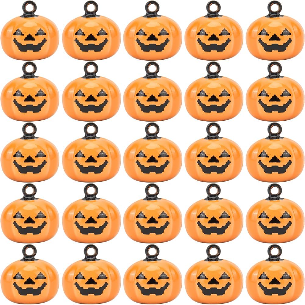 GORGECRAFT 20Pcs Mini Pumpkin Jingle Bell Beads