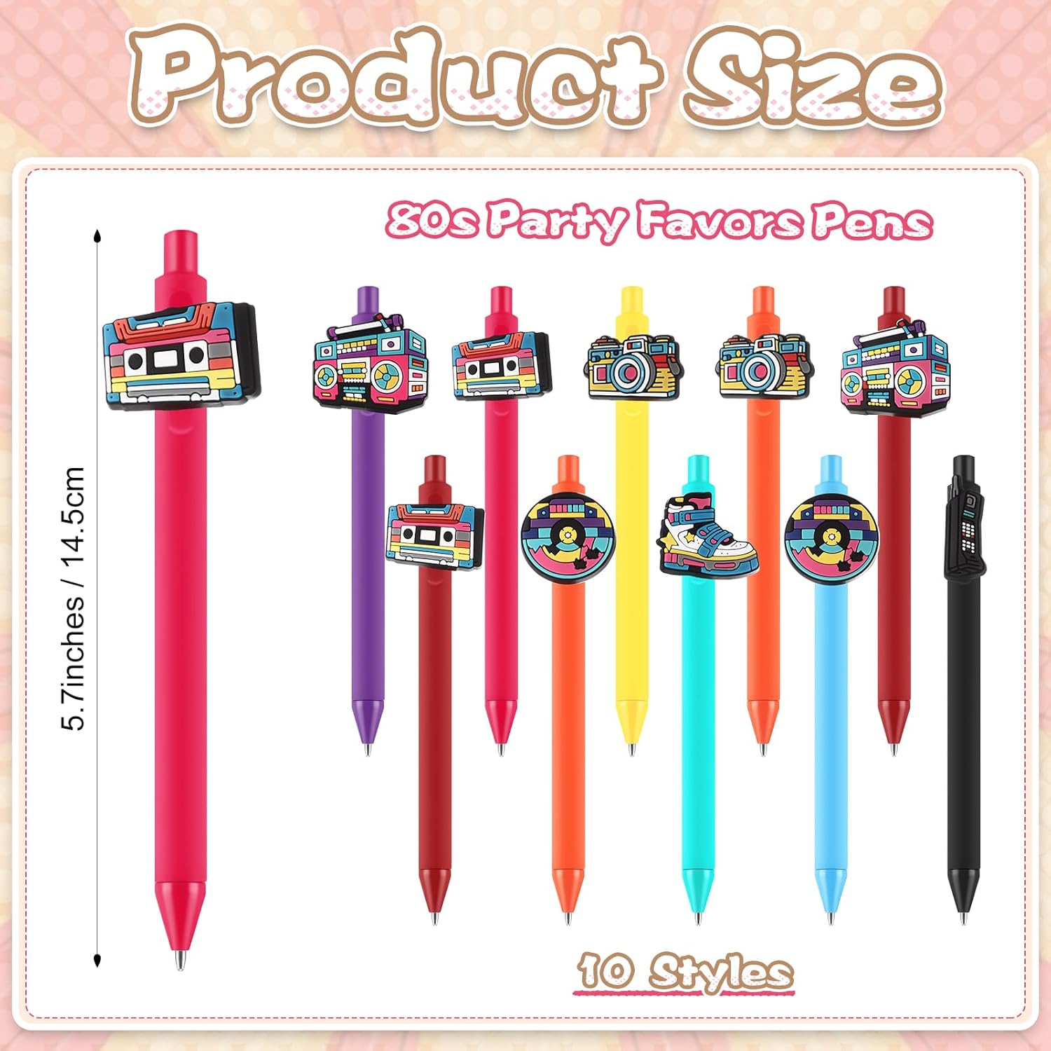 20 Pcs Retro 80s 90s Music Themed Ballpoint Pens