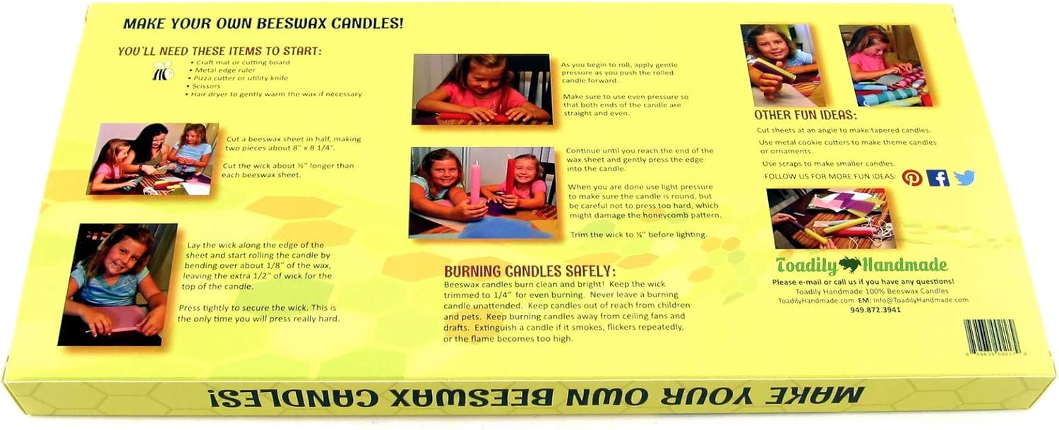 Toadily Handmade Beeswax Candle Kit 10 Sheets 6 Yards Wick
