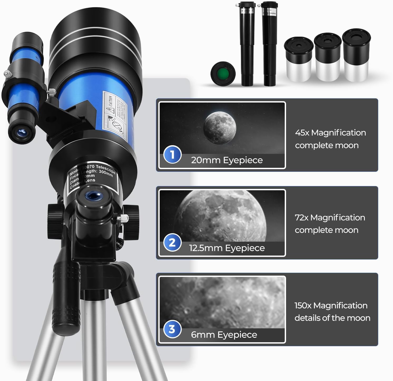 ESAKO Telescope for Kids and Beginners with 3 Eyepieces