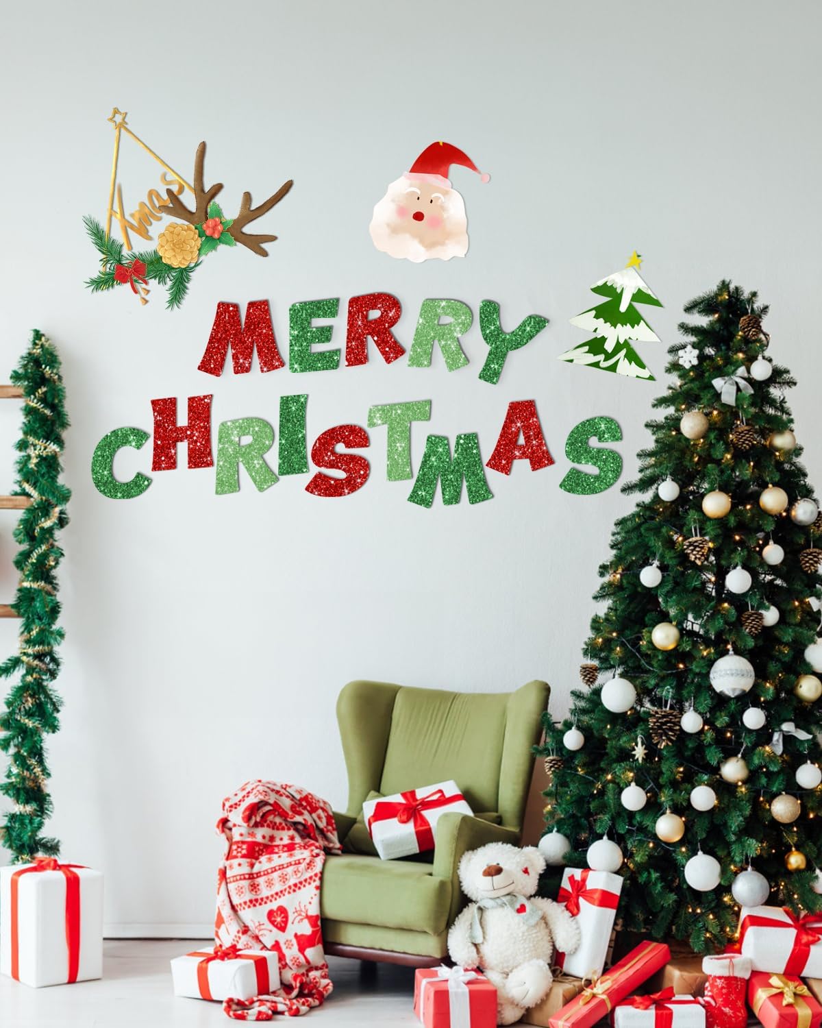 216 Pcs Christmas Glitter Bulletin Board Letters Decorations