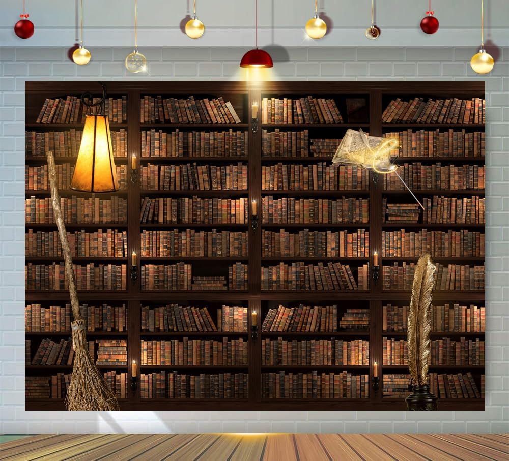 Alltten 7x5FT Magic Bookshelf Halloween Backdrop