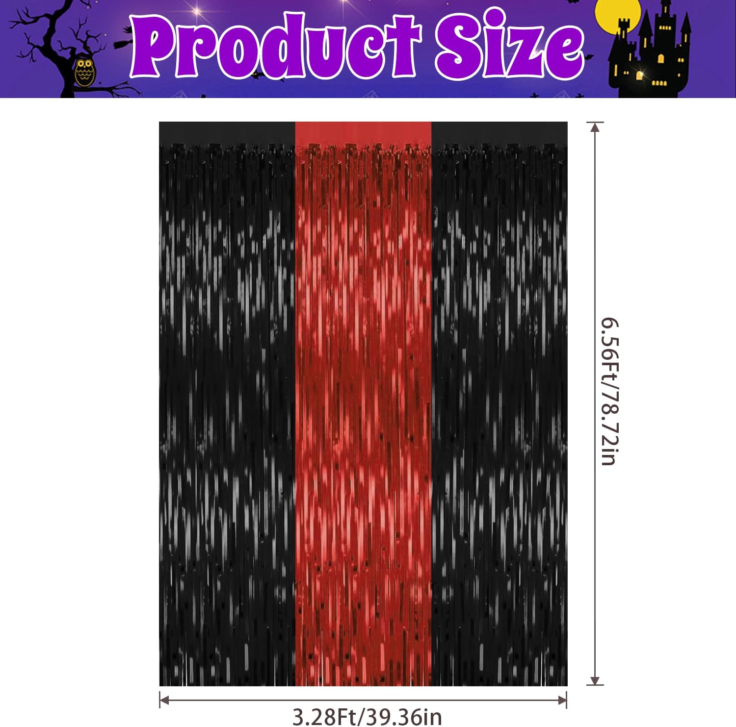 2 Pack Red Black Halloween Foil Backdrop Curtains