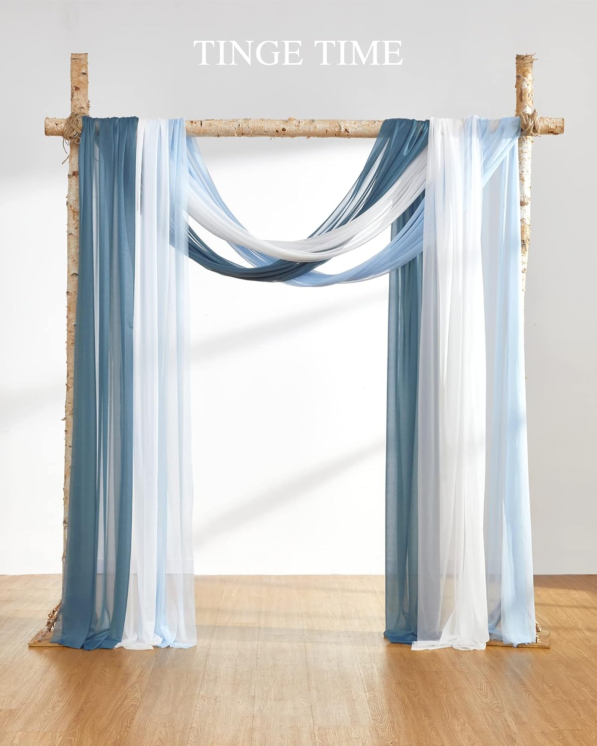 TINGE TIME 3 Panels Gradient Blue Chiffon Wedding Arch Drapes