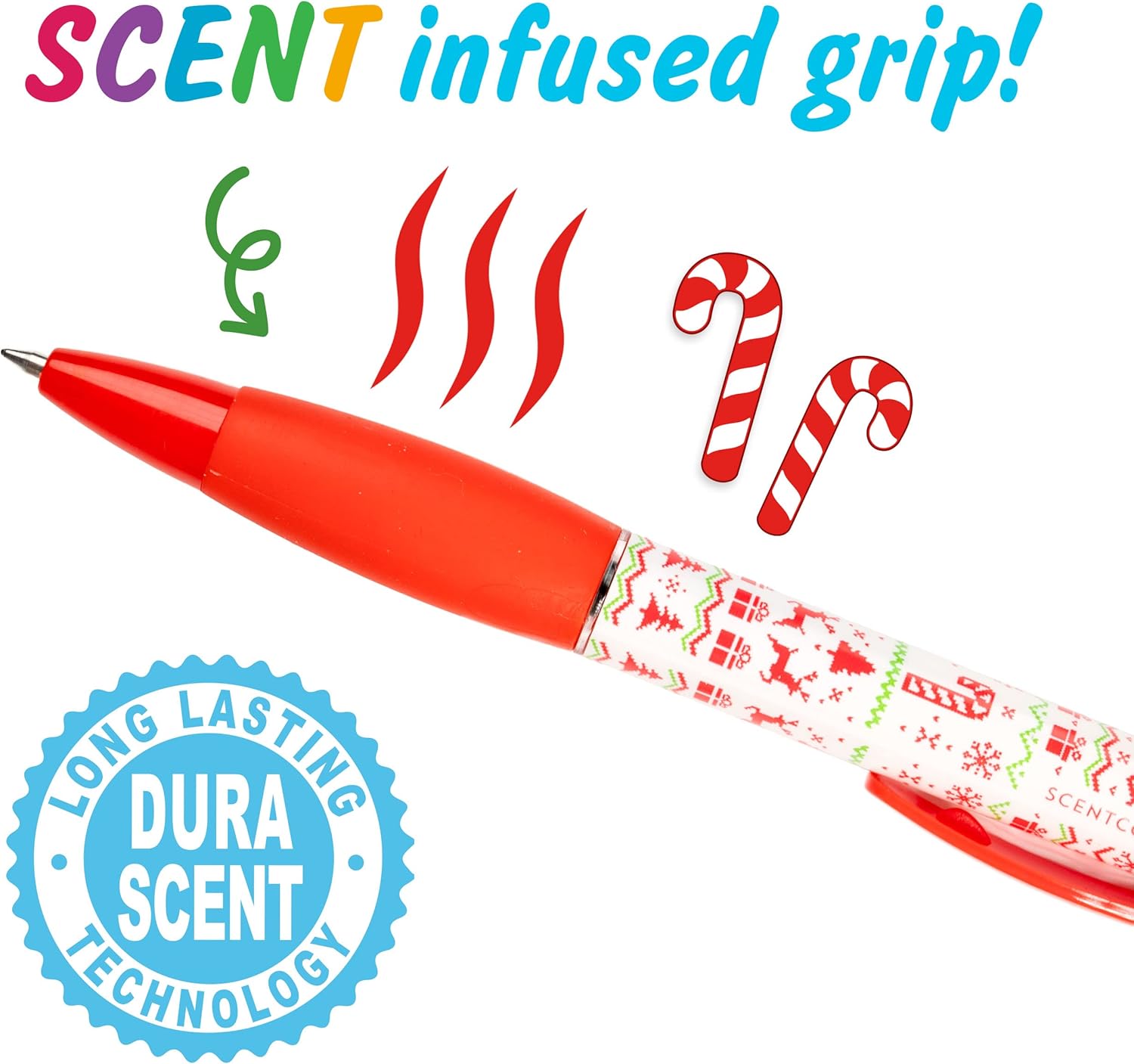 Holiday Smens Candy Cane Scented Gel Ink Pens 6 Count