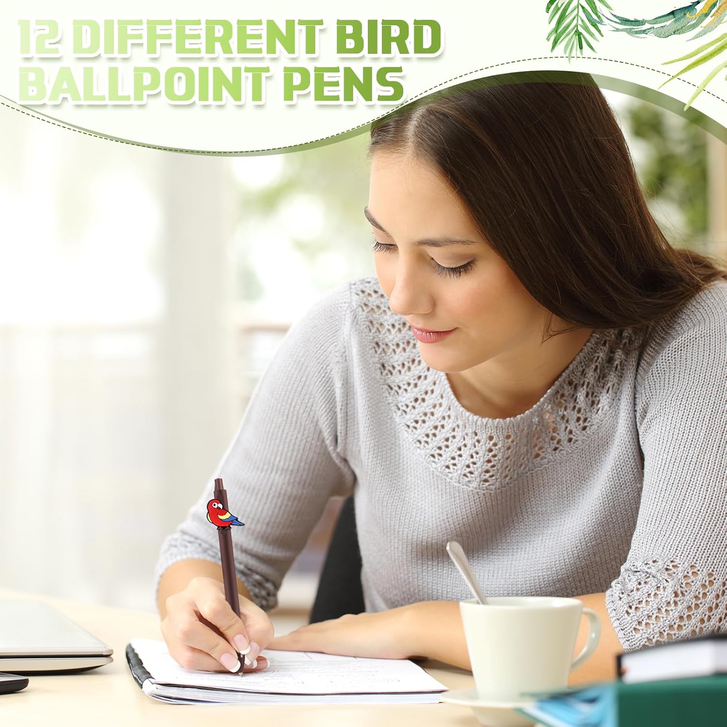 12 Pcs Bird Themed Ballpoint Pens for Bird Lovers