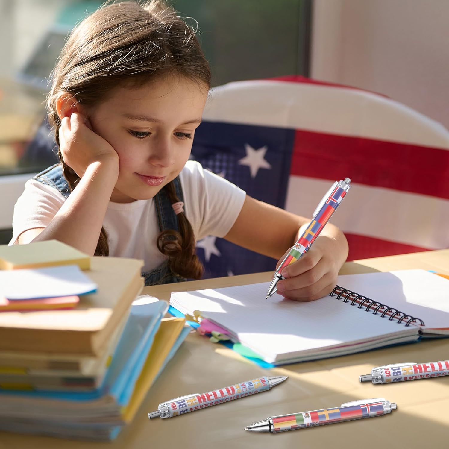 Treela 24 Pcs International Flag Pens for Events and School Supplies