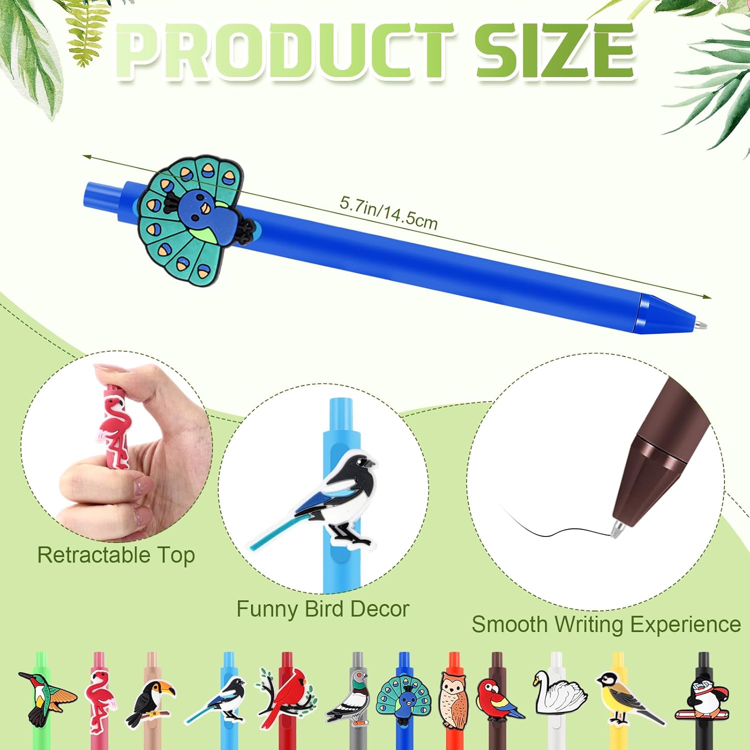 12 Pcs Bird Themed Ballpoint Pens for Bird Lovers