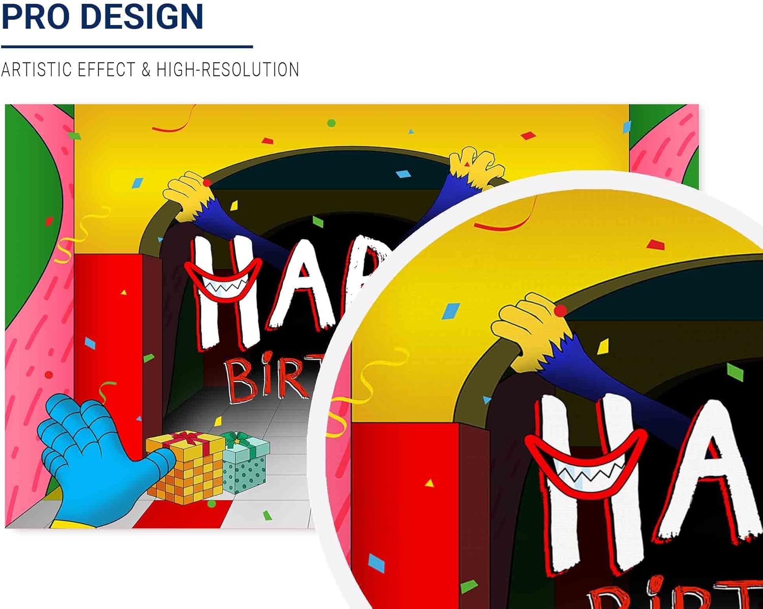 Allenjoy Birthday Backdrop with Colorful Cartoon Design