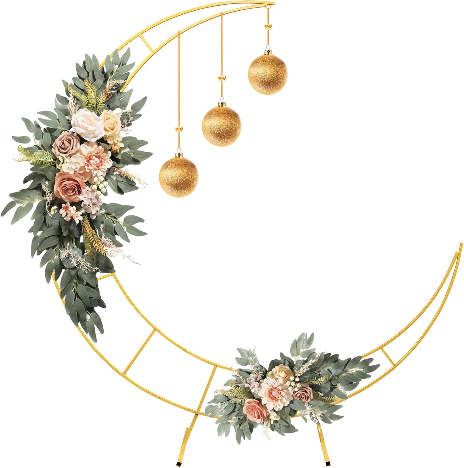 72 Feet Moon Shaped Wedding Arch Backdrop Gold Frame