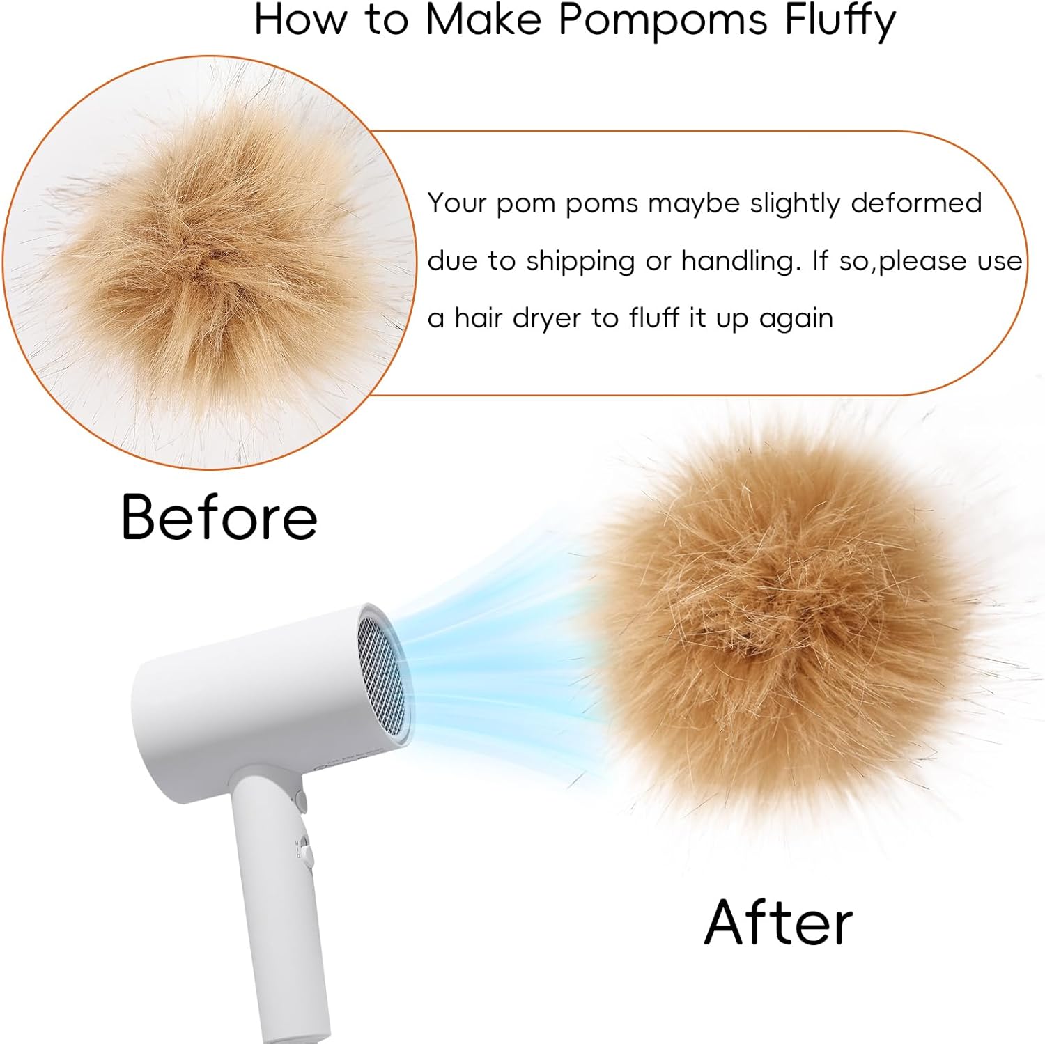 Daieparty 24 Pcs Dark Faux Fur Pom Pom Balls with Elastic Loops