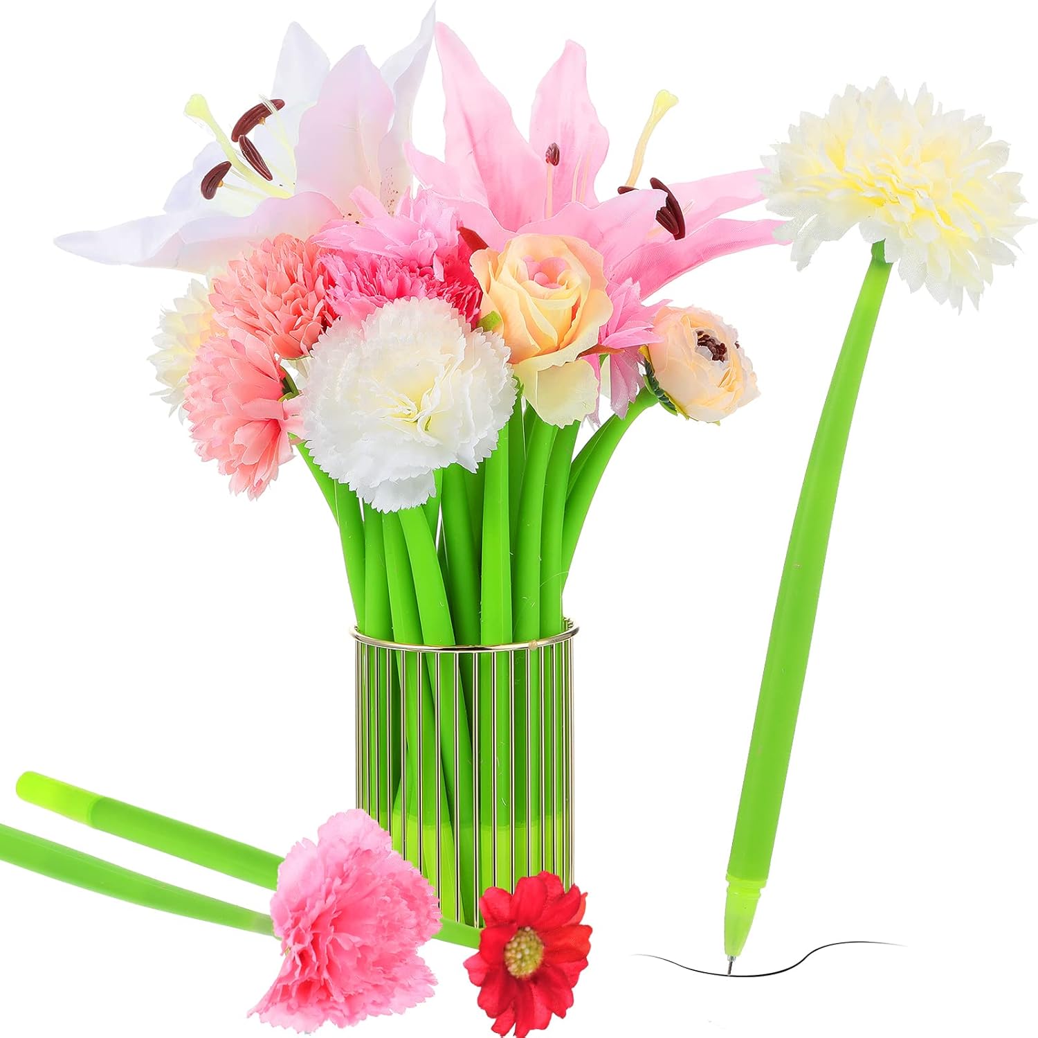 BBTO 24 Pcs Flower Pens Set for Women Gift