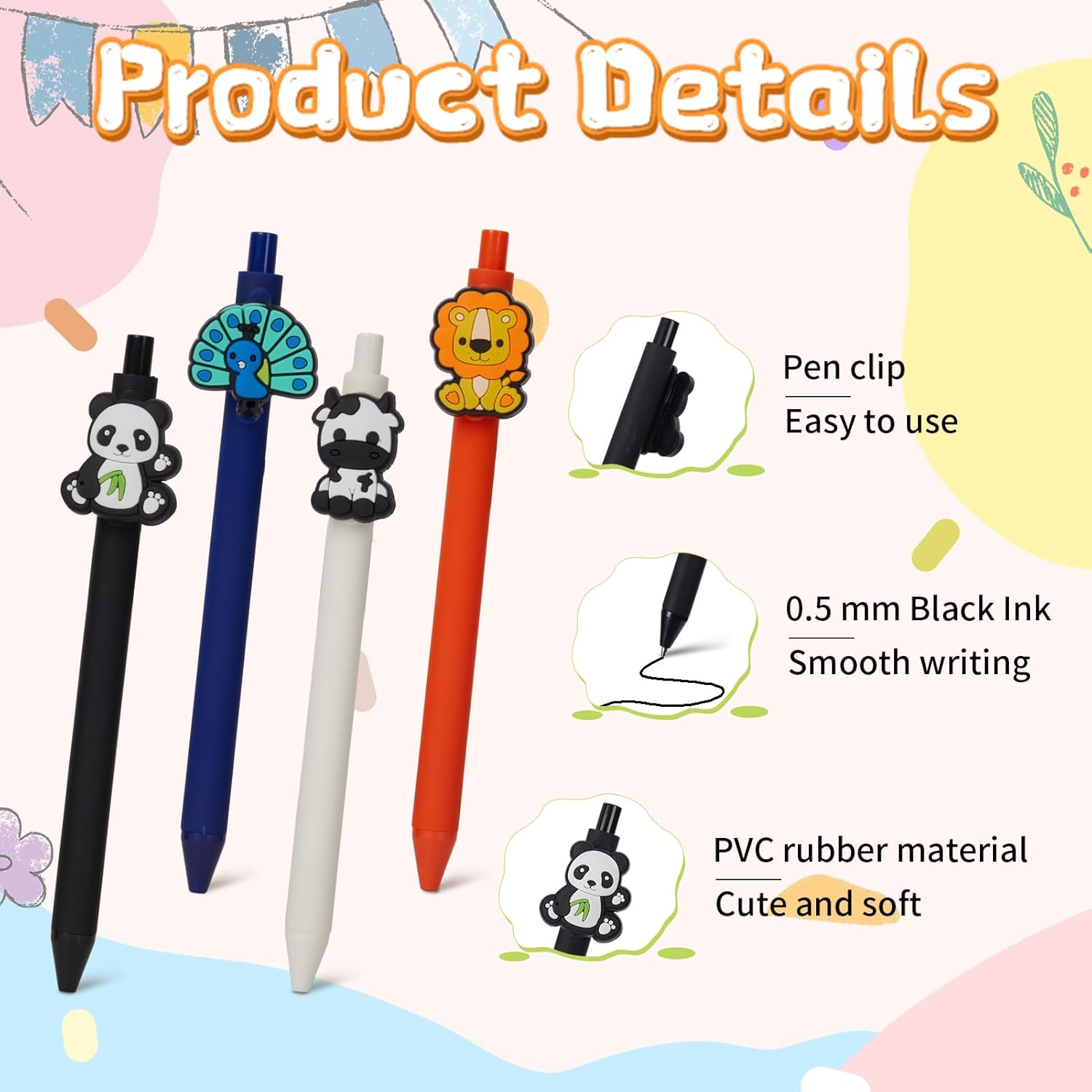 10 Pcs Cute Cartoon Animal Theme Ballpoint Pens